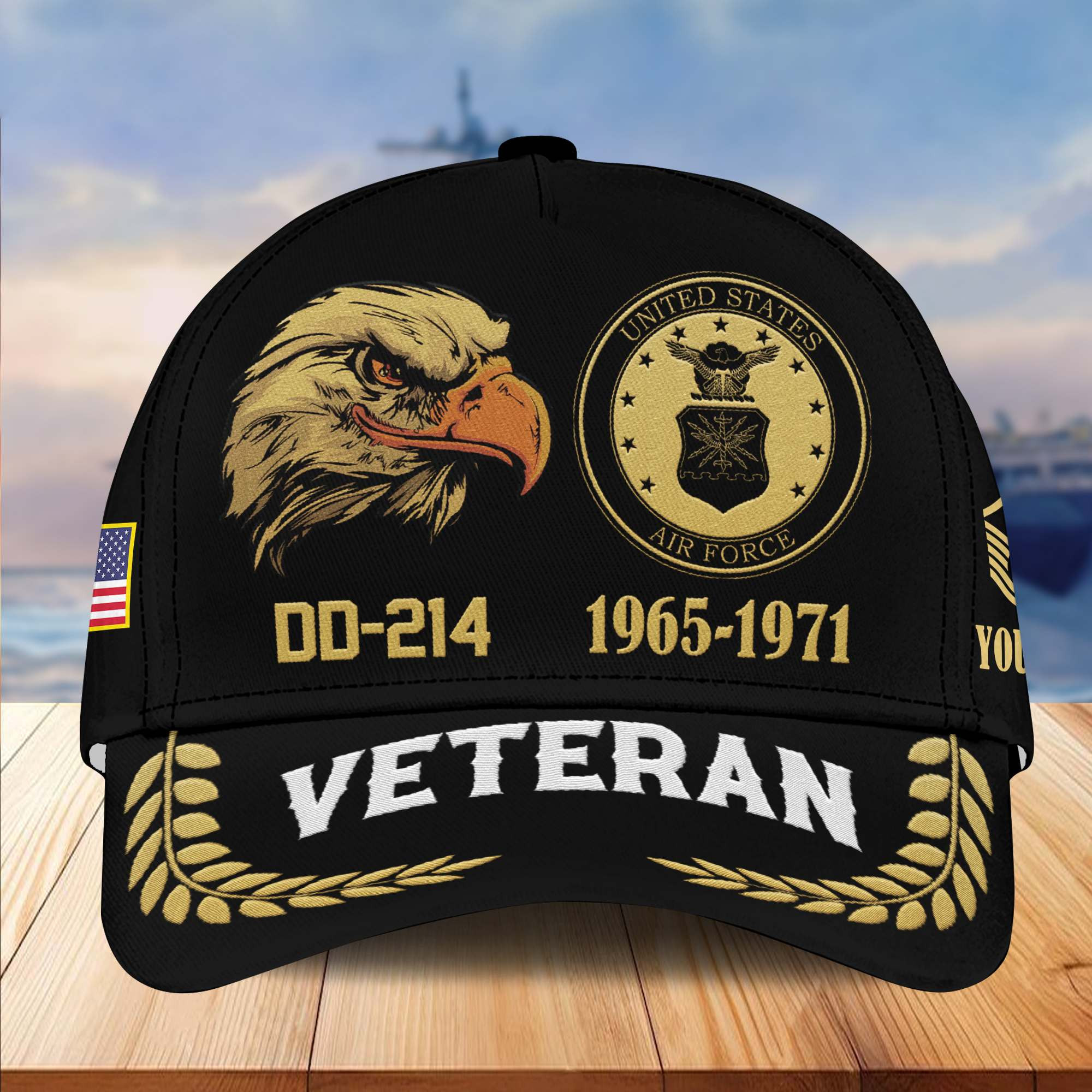 Premium Custom Name, Rank, USAF Embroidered Cap VPVC301304, Hat for Air Force Veteran, Gifts for Father’s Day, Veterans Day