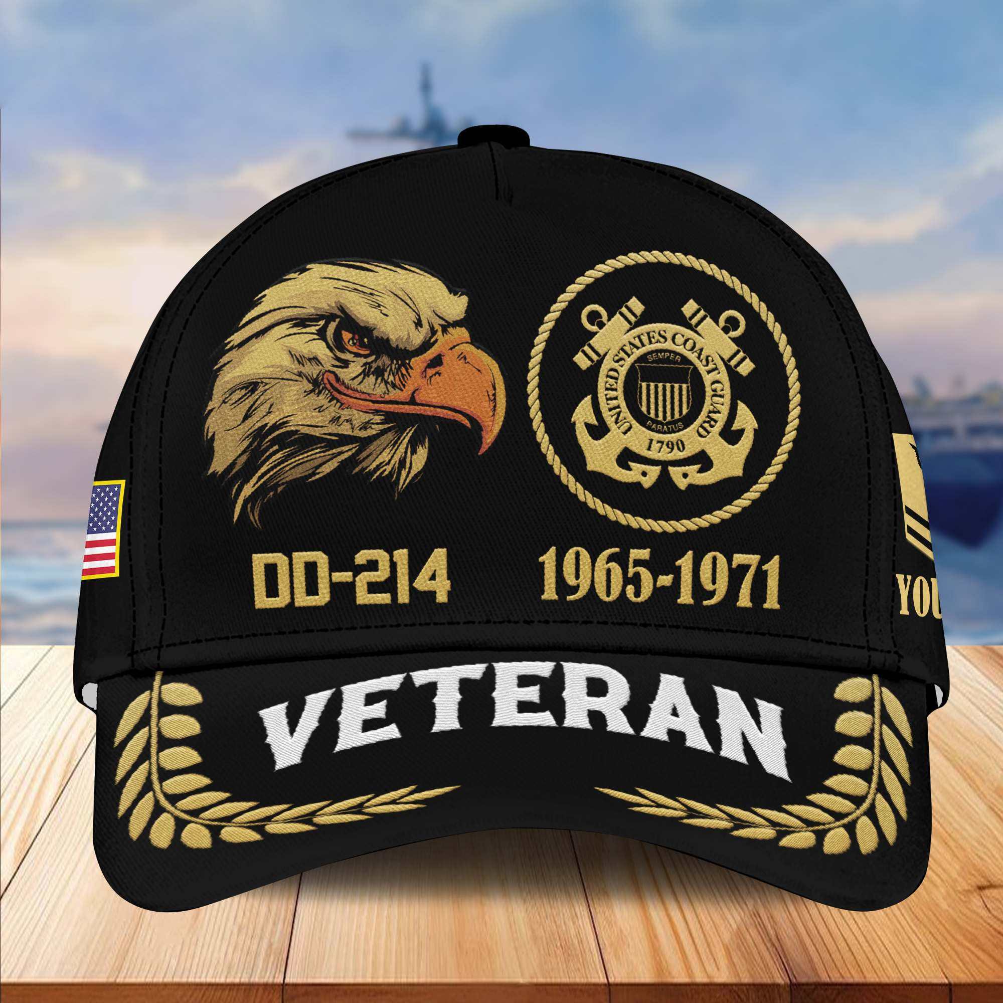 Premium Custom Name, Rank, USCG Embroidered Cap VPVC301305, Hat for Coast Guard Veteran, Gifts for Father’s Day, Veterans Day
