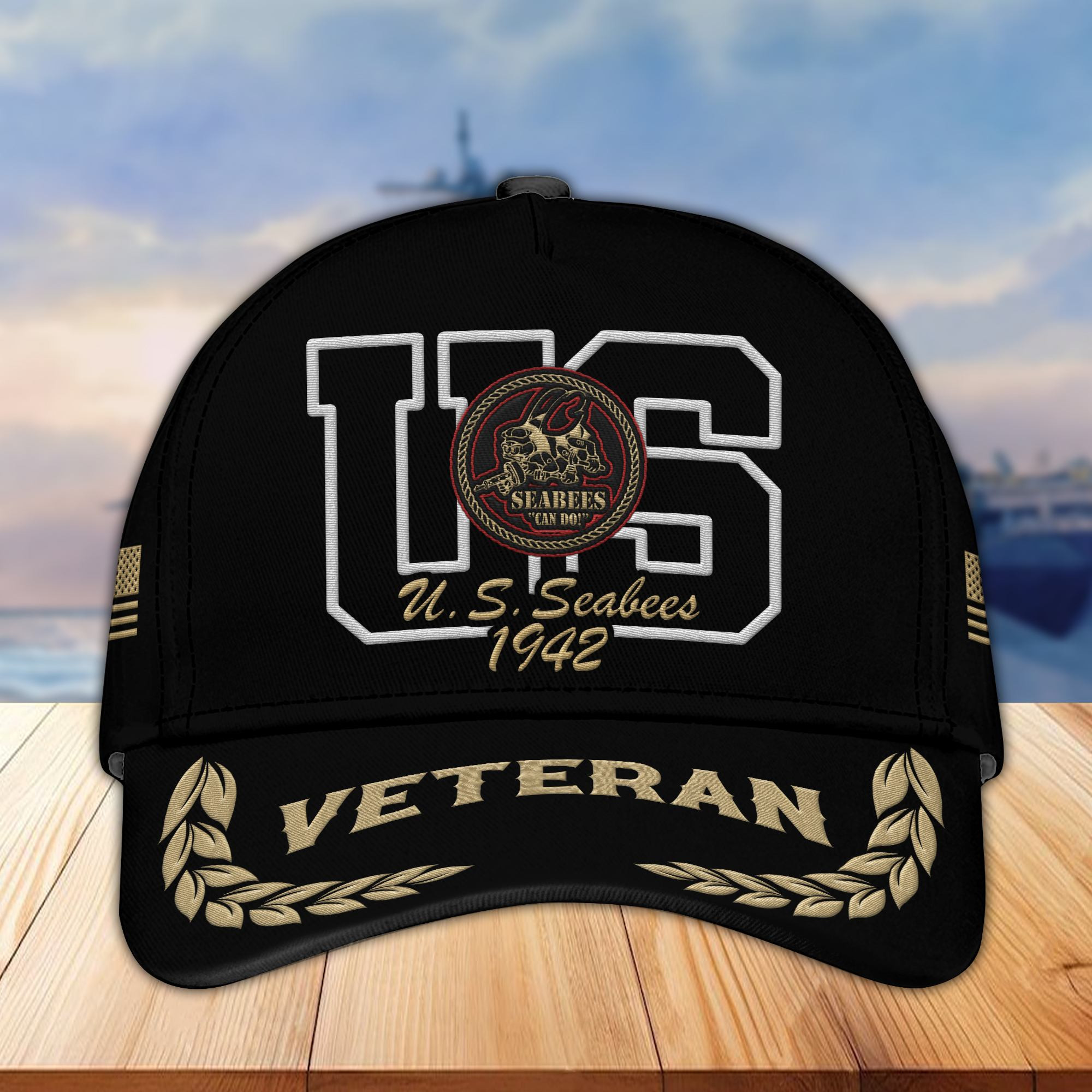 Premium US Seabees Embroidered Cap VPVC301509, Hat for US Seabees Veteran, Gifts for Father’s Day, Veterans Day