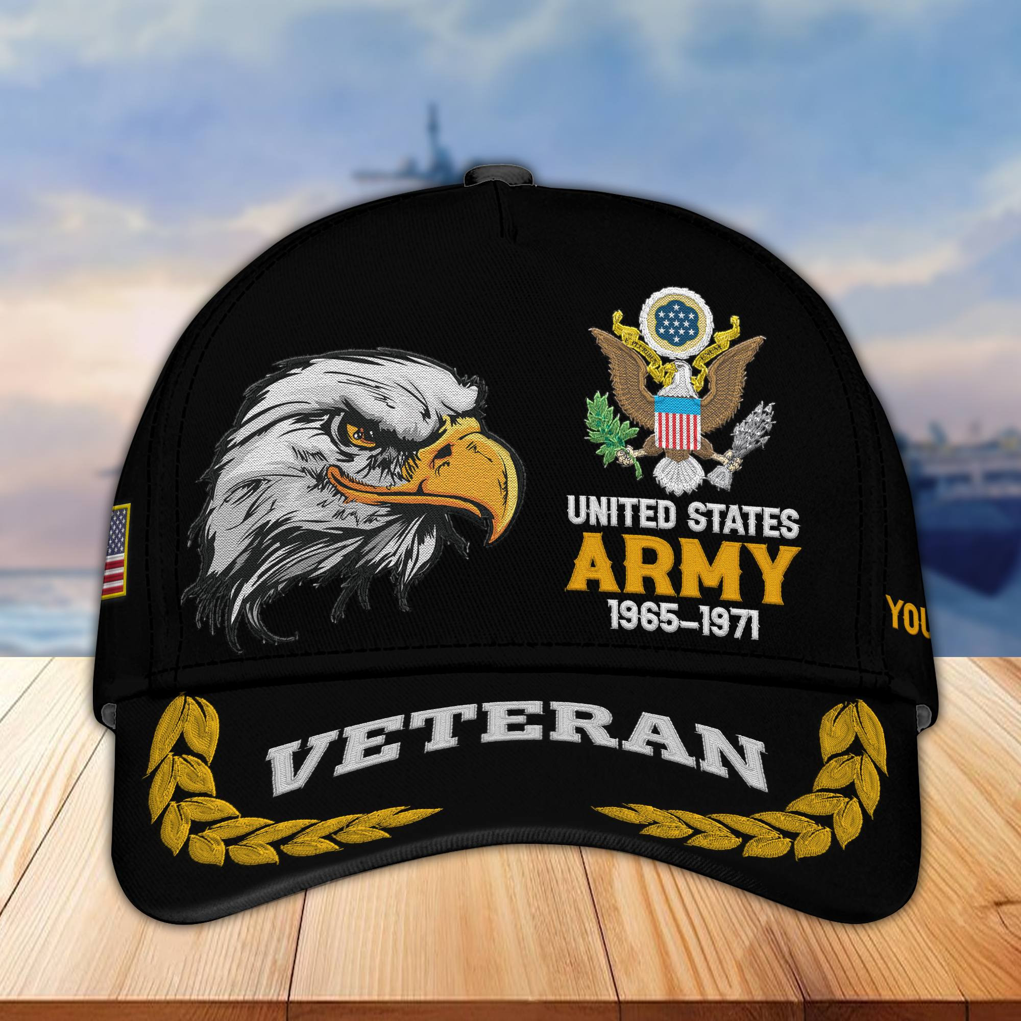 Premium Custom Name, Rank, US Army Embroidered Cap VPVC301601, Hat for Army Veteran, Gifts for Father’s Day, Veterans Day
