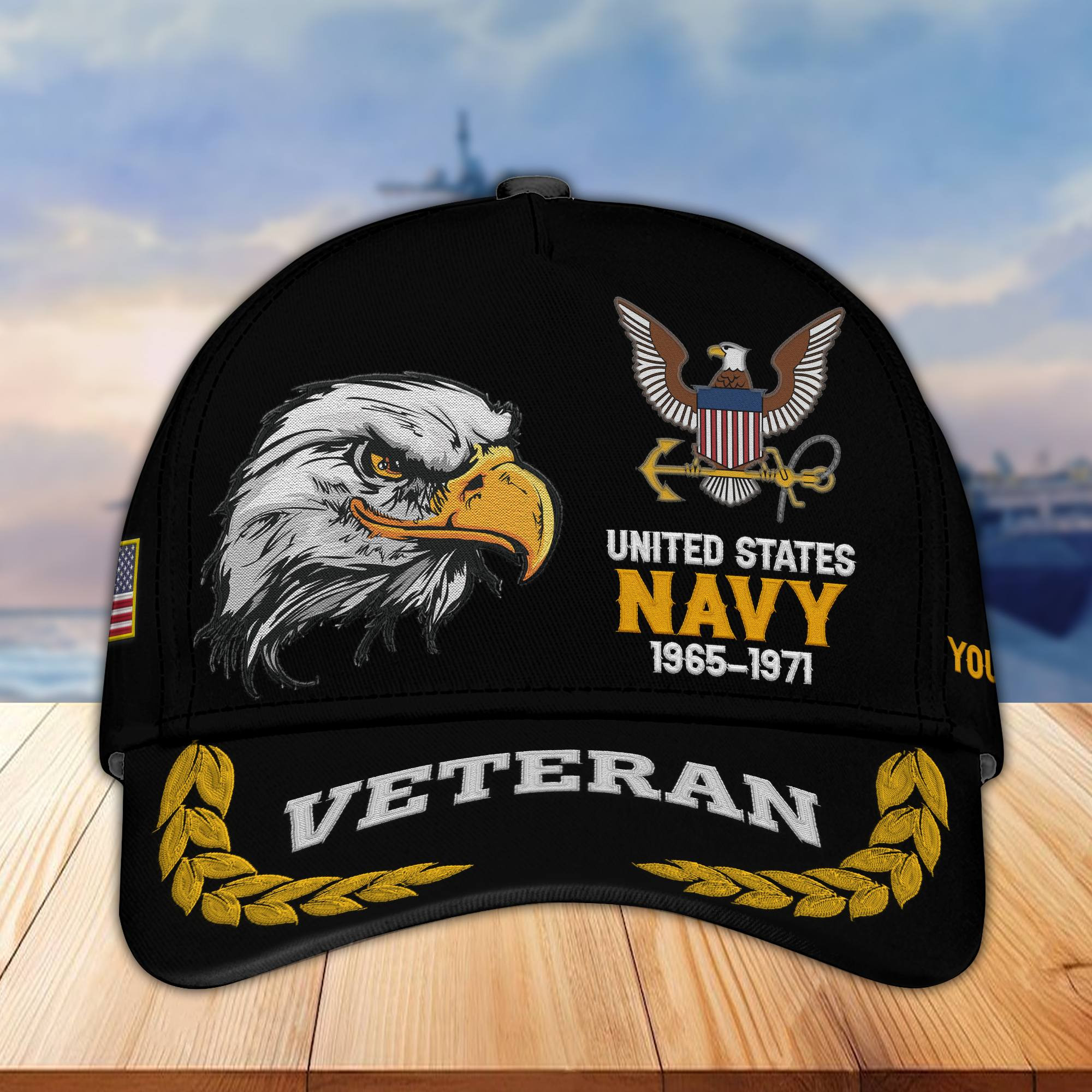Premium Custom Name, Rank, US Navy Embroidered Cap VPVC301602, Hat for Navy Veteran, Gifts for Father’s Day, Veterans Day