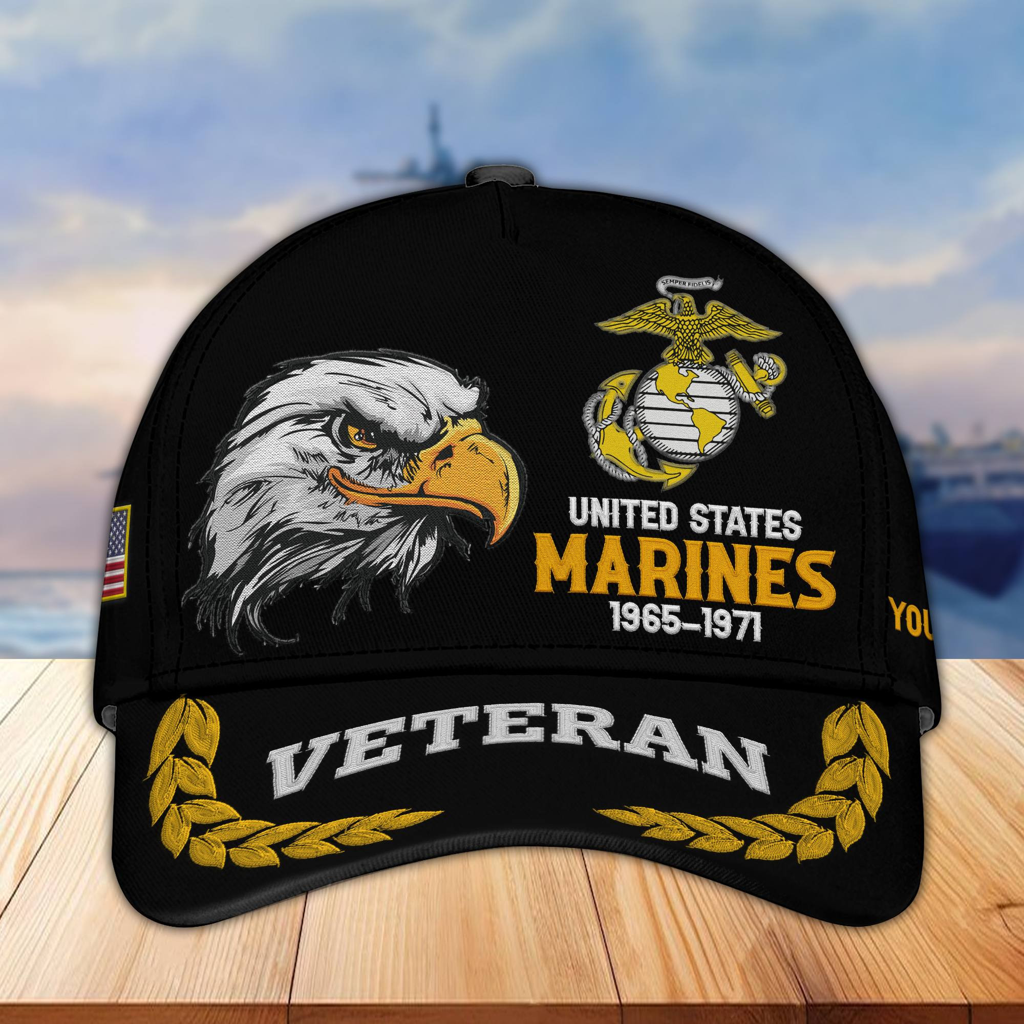 Premium Custom Name, Rank, USMC Embroidered Cap VPVC301603, Hat for Marine Veteran, Gifts for Father’s Day, Veterans Day