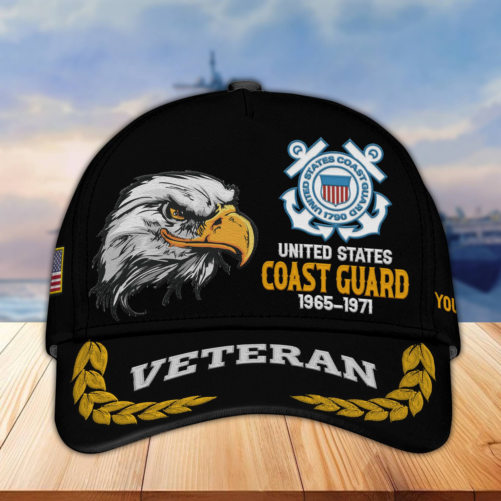 Premium Custom Name, Rank, USCG Embroidered Cap VPVC301605, Hat for Coast Guard Veteran, Gifts for Father’s Day, Veterans Day