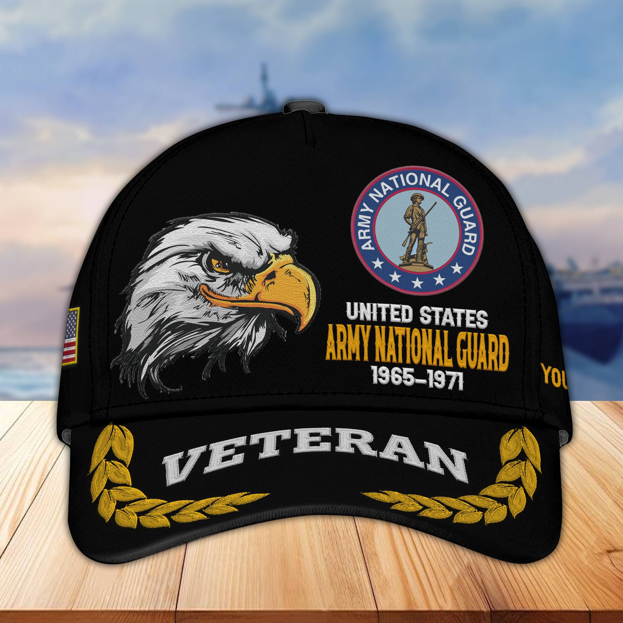 Premium Custom Name, Rank, Army National Guard Veteran Embroidered Cap VPVC301608, Hat for US Veteran, Gifts for Father’s Day, Veterans Day