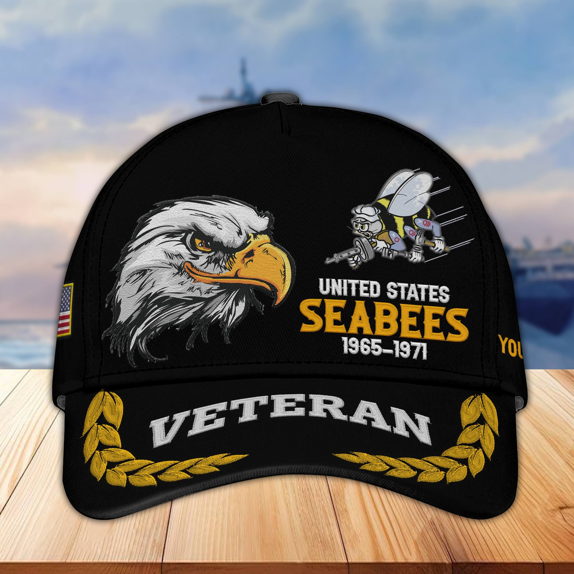 Premium Custom Name, Rank US Seabees Veteran Embroidered Cap VPVC301609, Hat for US Veteran, Gifts for Father’s Day, Veterans Day