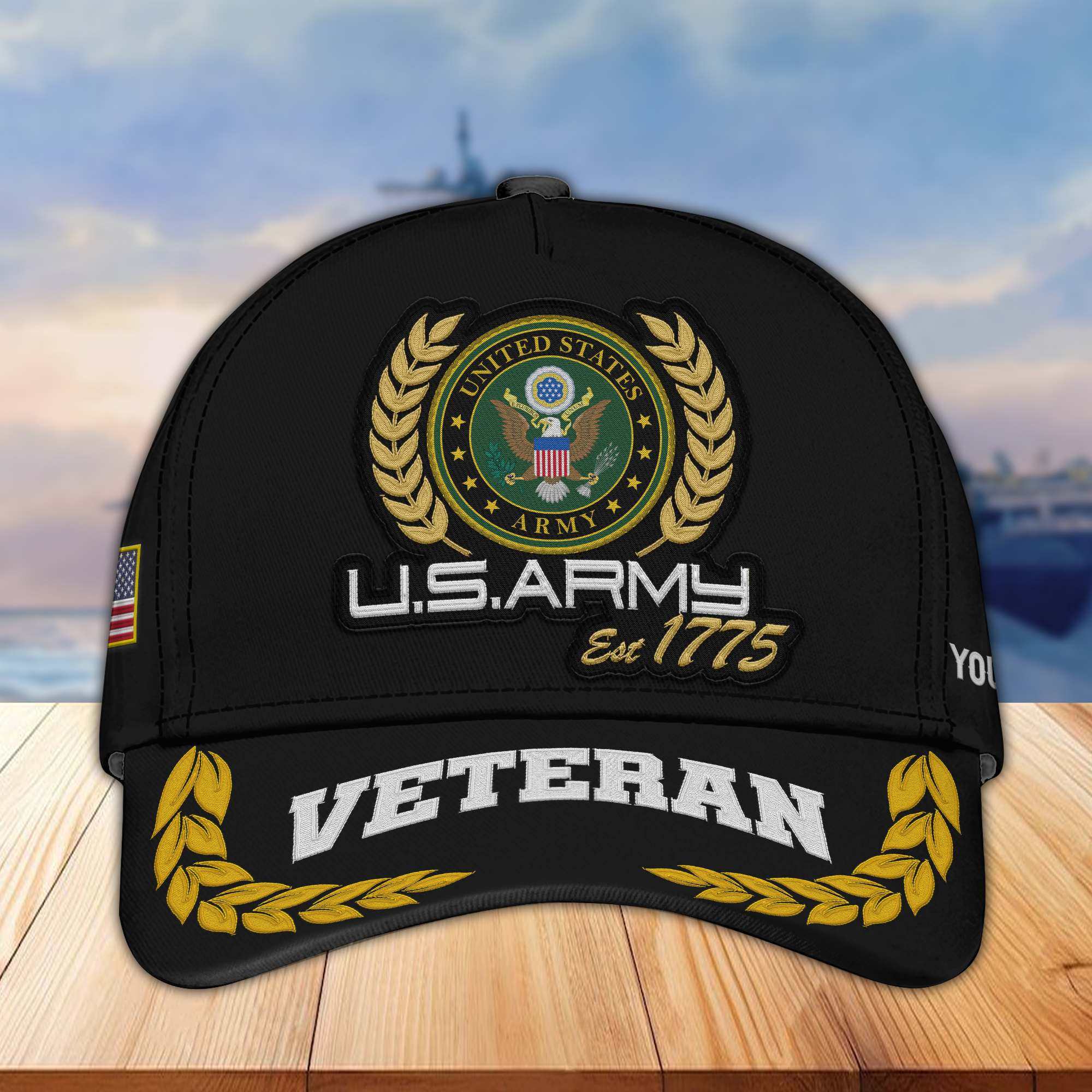 Premium Custom Name, Rank, US Army Embroidered Cap VPVC302001, Hat for Army Veteran, Gifts for Father’s Day, Veterans Day