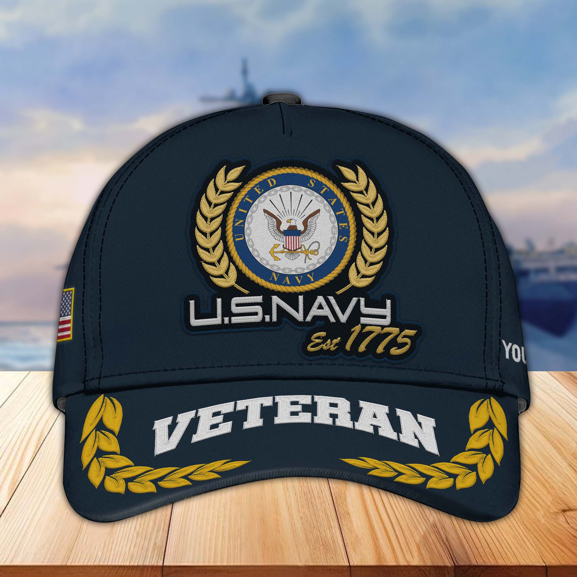 Premium Custom Name, Rank, US Navy Embroidered Cap VPVC302002, Hat for Navy Veteran, Gifts for Father’s Day, Veterans Day