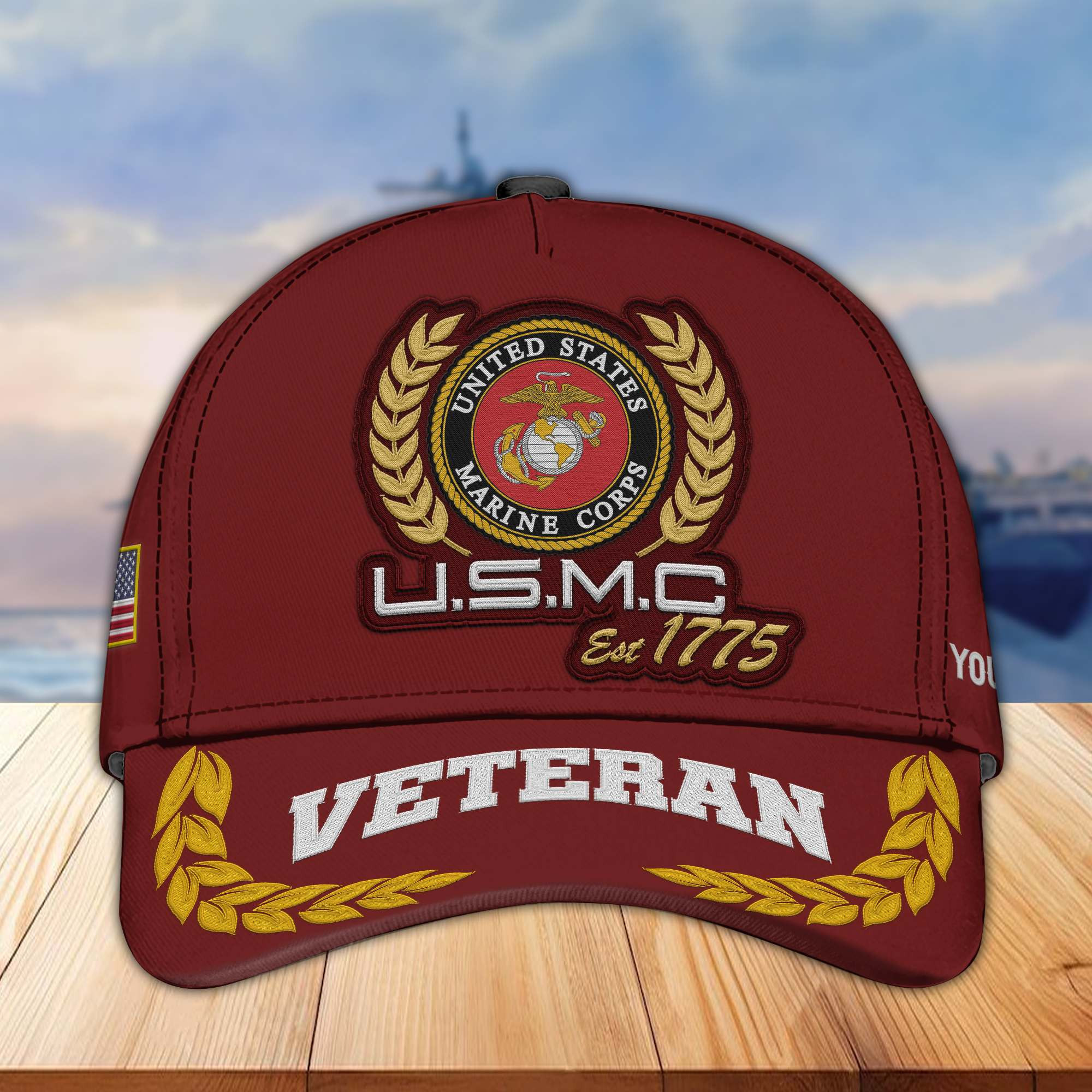 Premium Custom Name, Rank, USMC Embroidered Cap VPVC302003, Hat for Marine Veteran, Gifts for Father’s Day, Veterans Day