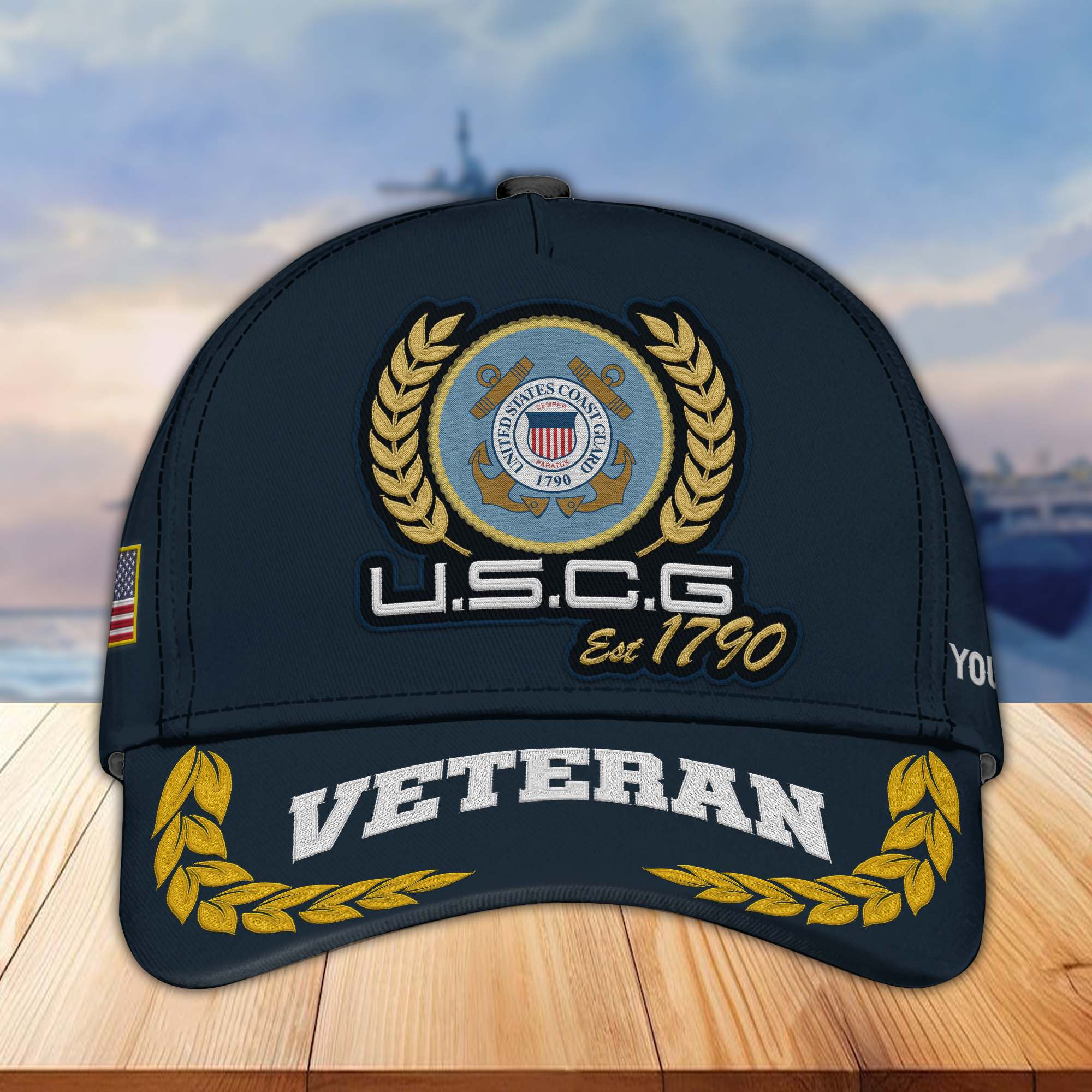 Premium Custom Name, Rank, USCG Embroidered Cap VPVC302005, Hat for Coast Guard Veteran, Gifts for Father’s Day, Veterans Day