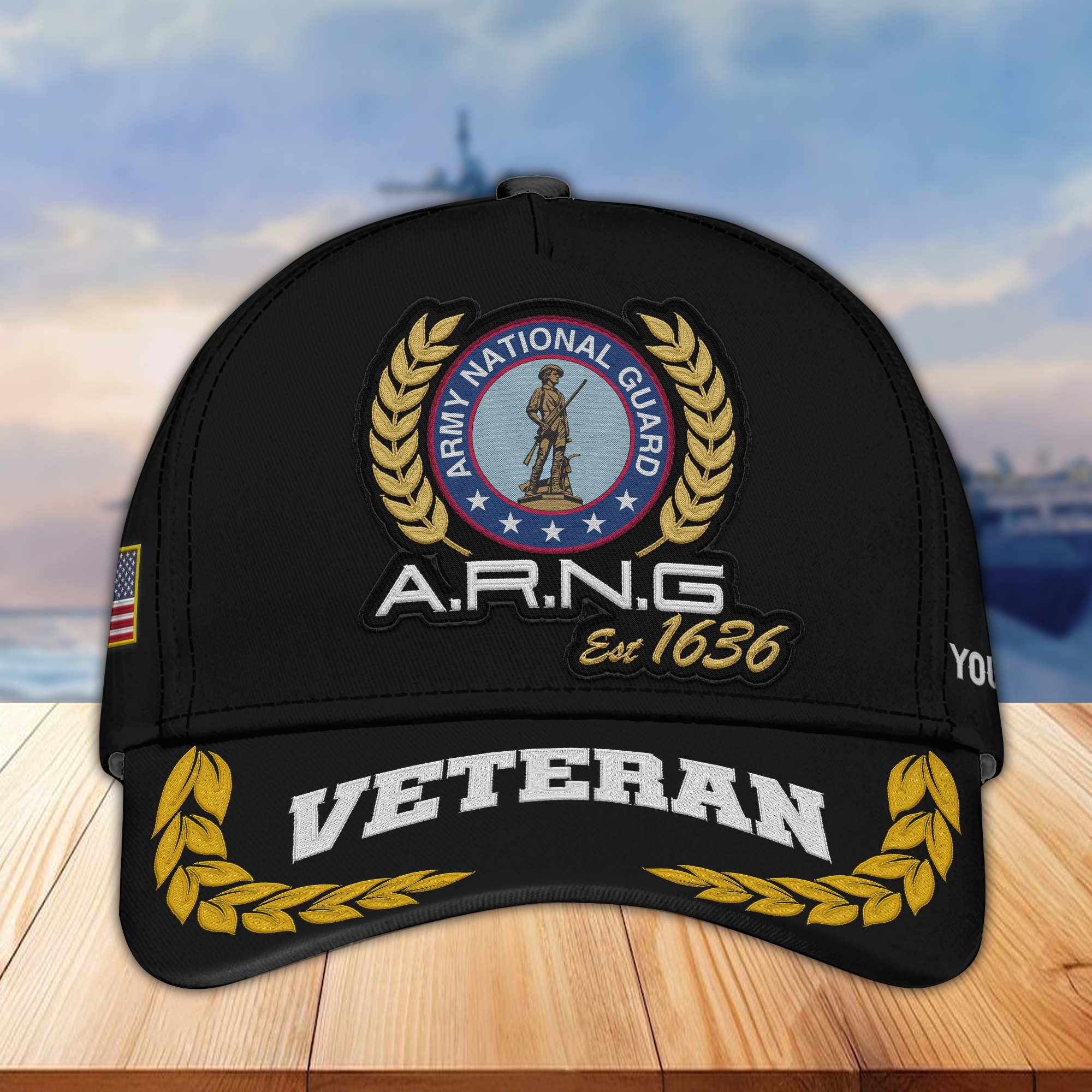 Premium Custom Name, Rank, Army National Guard Veteran Embroidered Cap VPVC302008, Hat for US Veteran, Gifts for Father’s Day, Veterans Day