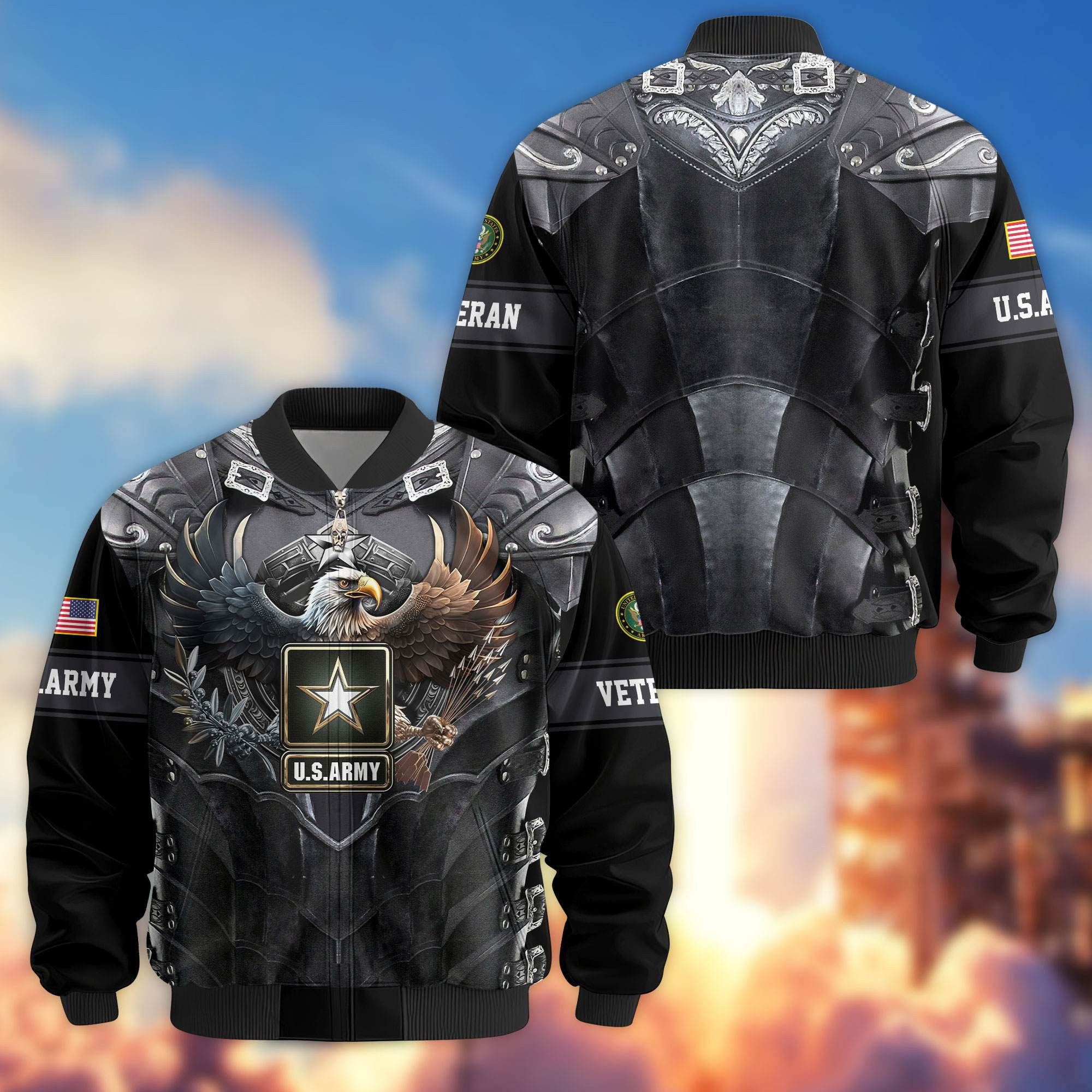 Premium US Veterans Bomber Jacket BPHN140113, Gifts For US Veterans, Gifts On Father’s Day, Armed Force Day, Independence Day, Veterans Day