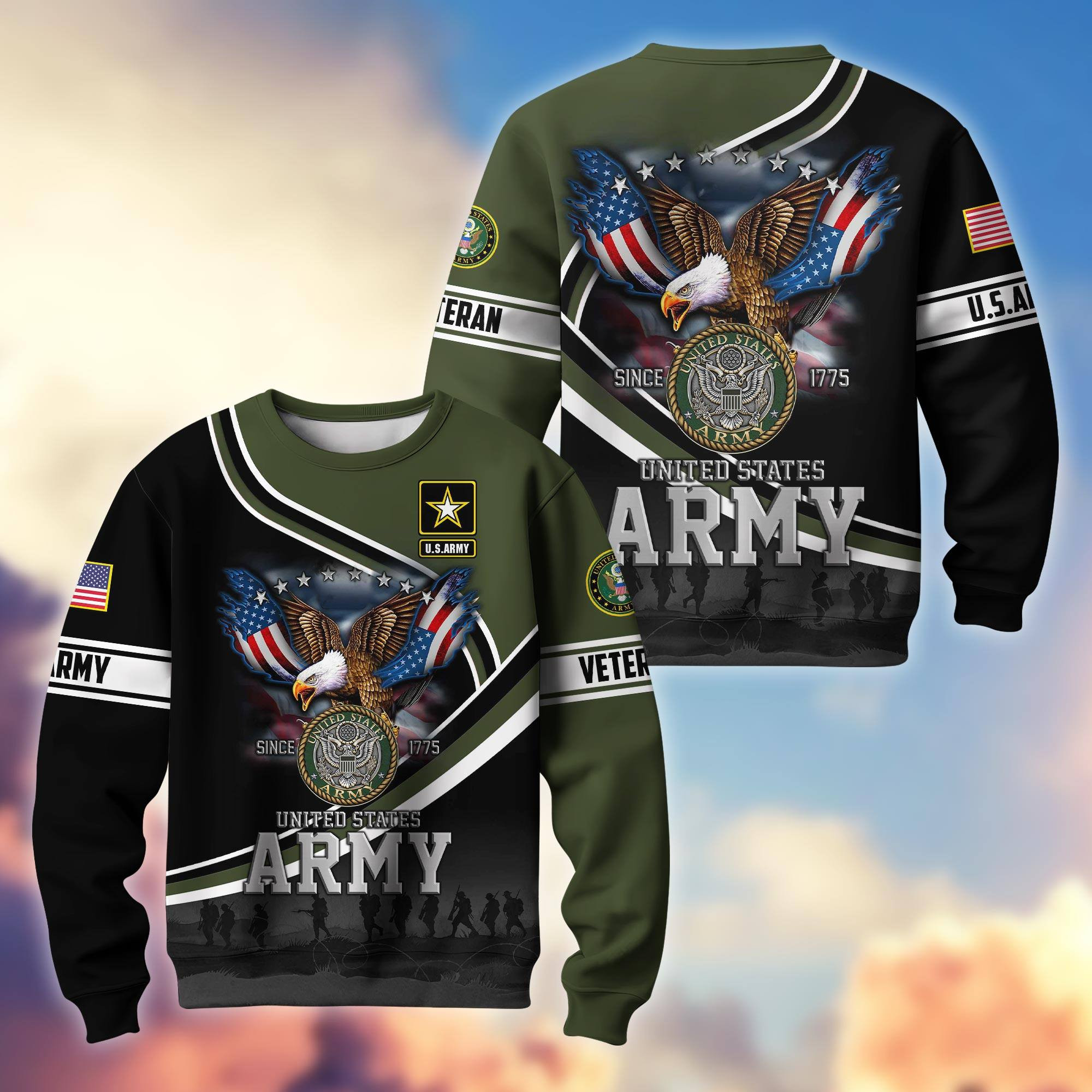 Premium US Veterans Sweatshirt APHN251112, Gifts For US Veterans, Gifts On Father’s Day, Armed Force Day, Independence Day, Veterans Day