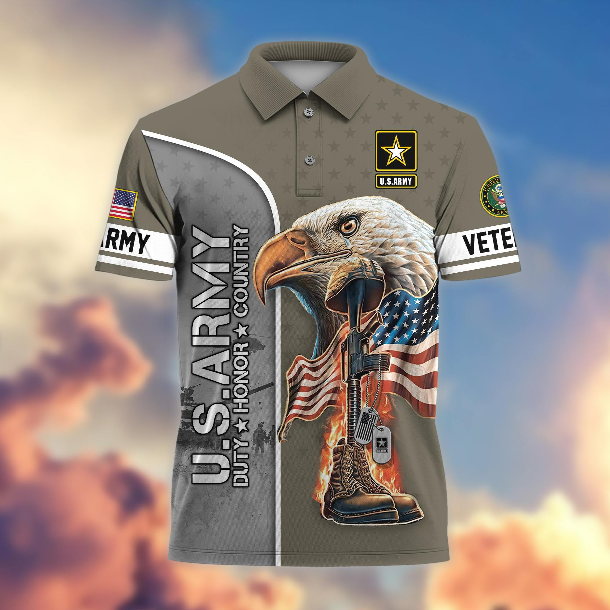 Premium US Veterans Polo Shirt BPHN030212, Gifts For US Veterans, Gifts On Father’s Day, Independence Day, Veterans Day