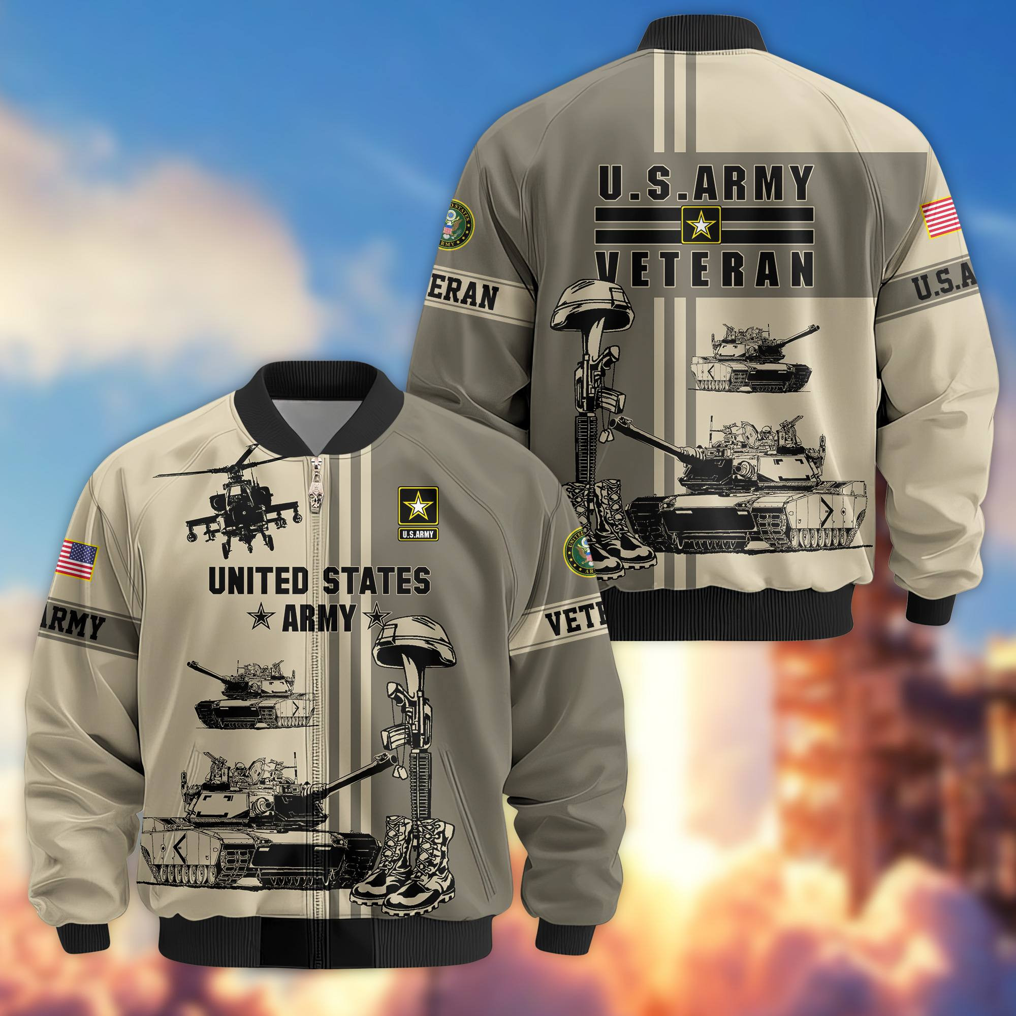 Premium US Veterans Bomber Jacket BPHN220111, Gifts For Dad, Gifts For US Veterans, Gifts For US Veterans, Gifts On Father’s Day, Independence Day, Veterans Day