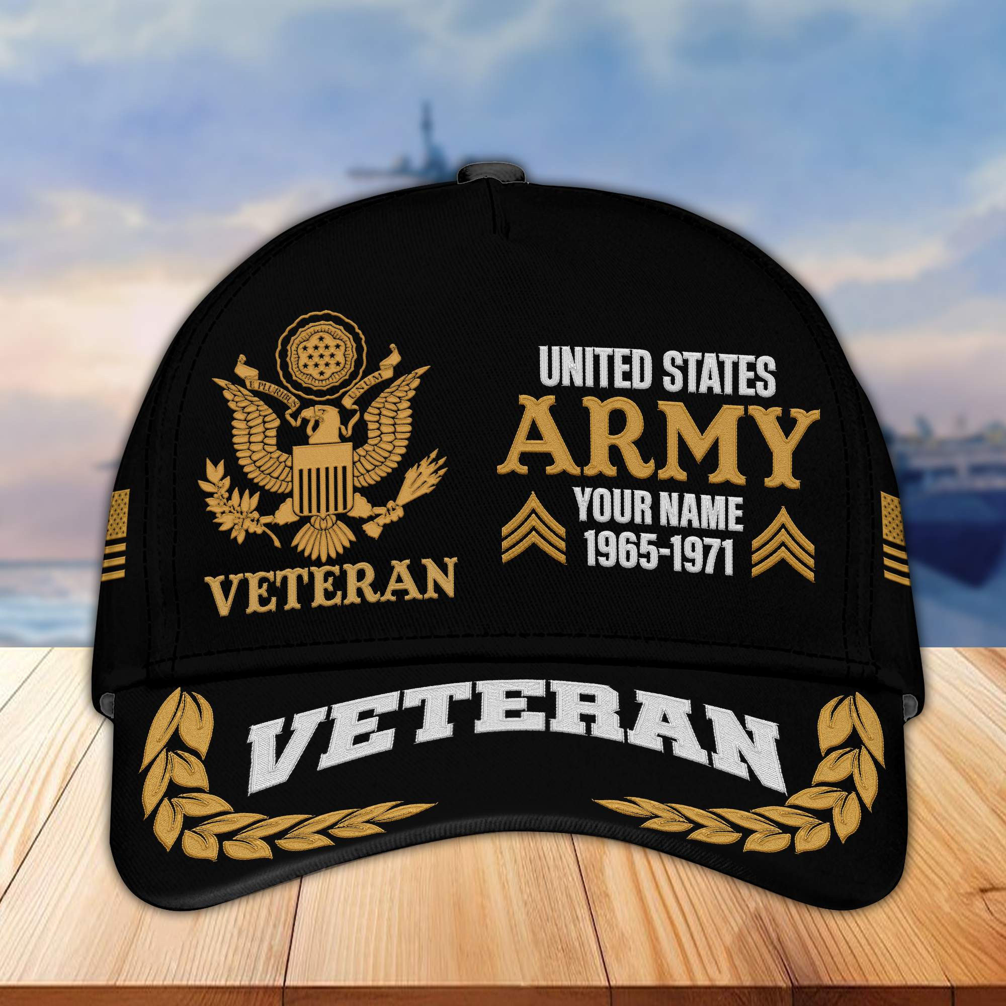 Premium Custom Name, Rank, Year US Army Embroidered Cap VPVC301801, Cap for Army Veteran, Gifts For Dad, Gifts On Father’s Day, Independence Day, Veterans Day