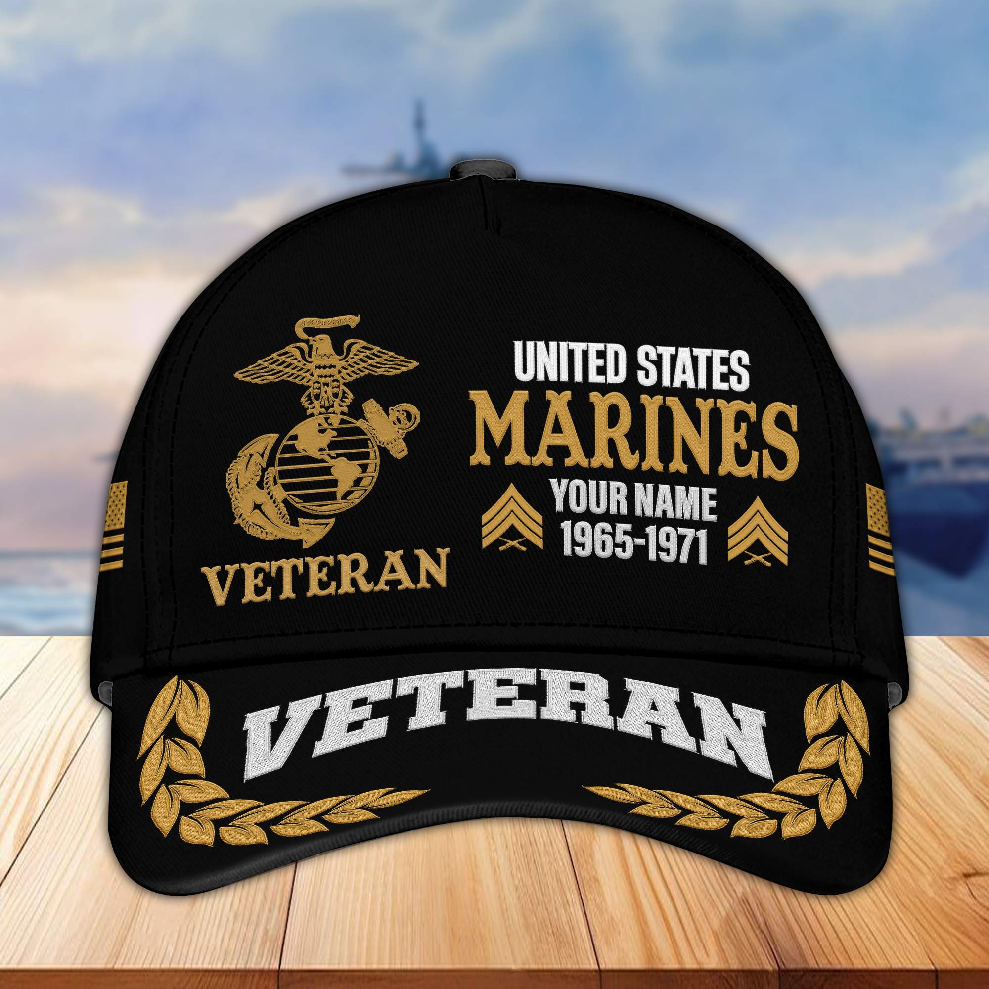 Premium Custom Name, Rank, Year USMC Embroidered Cap VPVC301803, Cap for Marine Veteran, Gifts For Dad, Gifts On Father’s Day, Independence Day, Veterans Day