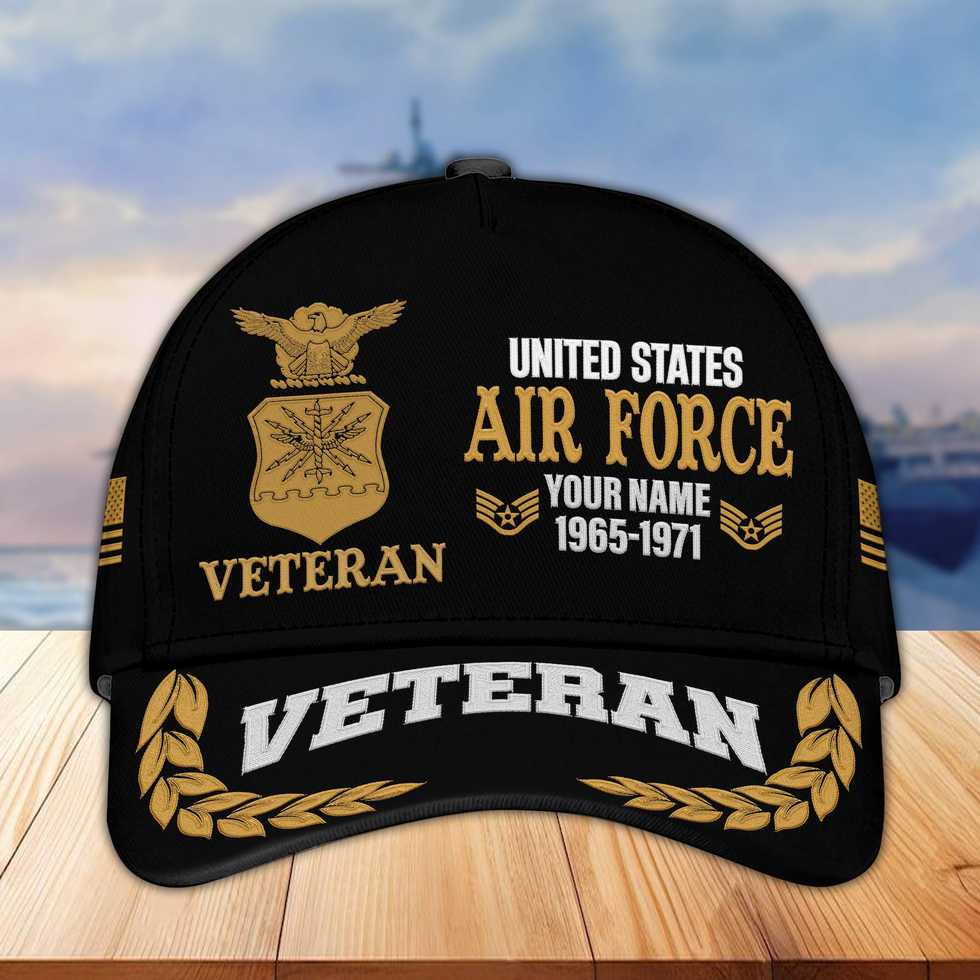 Premium Custom Name, Rank, Year USAF Embroidered Cap VPVC301804, Cap for Air Force Veteran, Gifts For Dad, Gifts On Father’s Day, Independence Day, Veterans Day