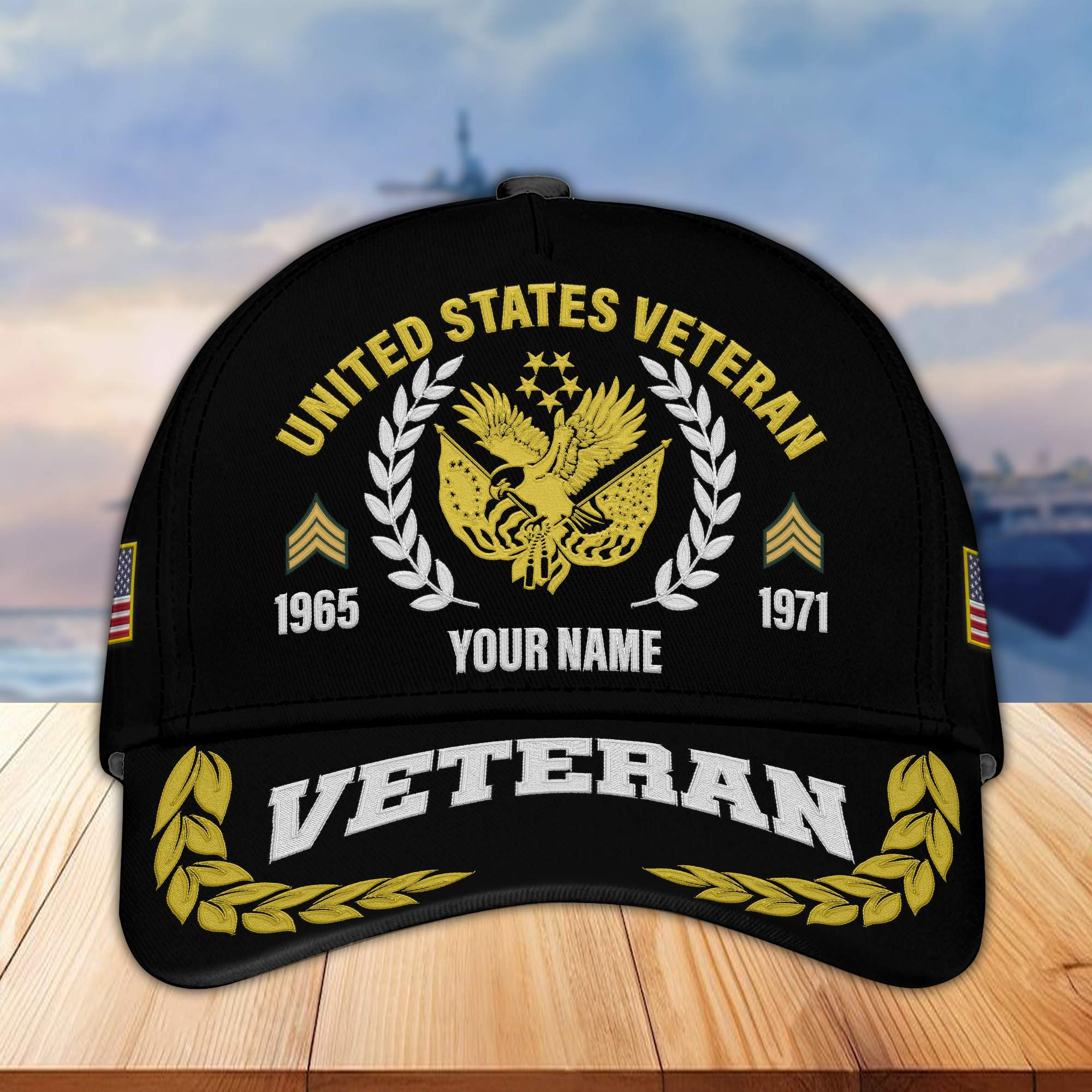 Premium Custom Name, Rank, Year US Veteran Embroidered Cap VPVC302407, Cap for US Veteran, Gifts For Dad, Gifts On Father’s Day, Independence Day, Veterans Day