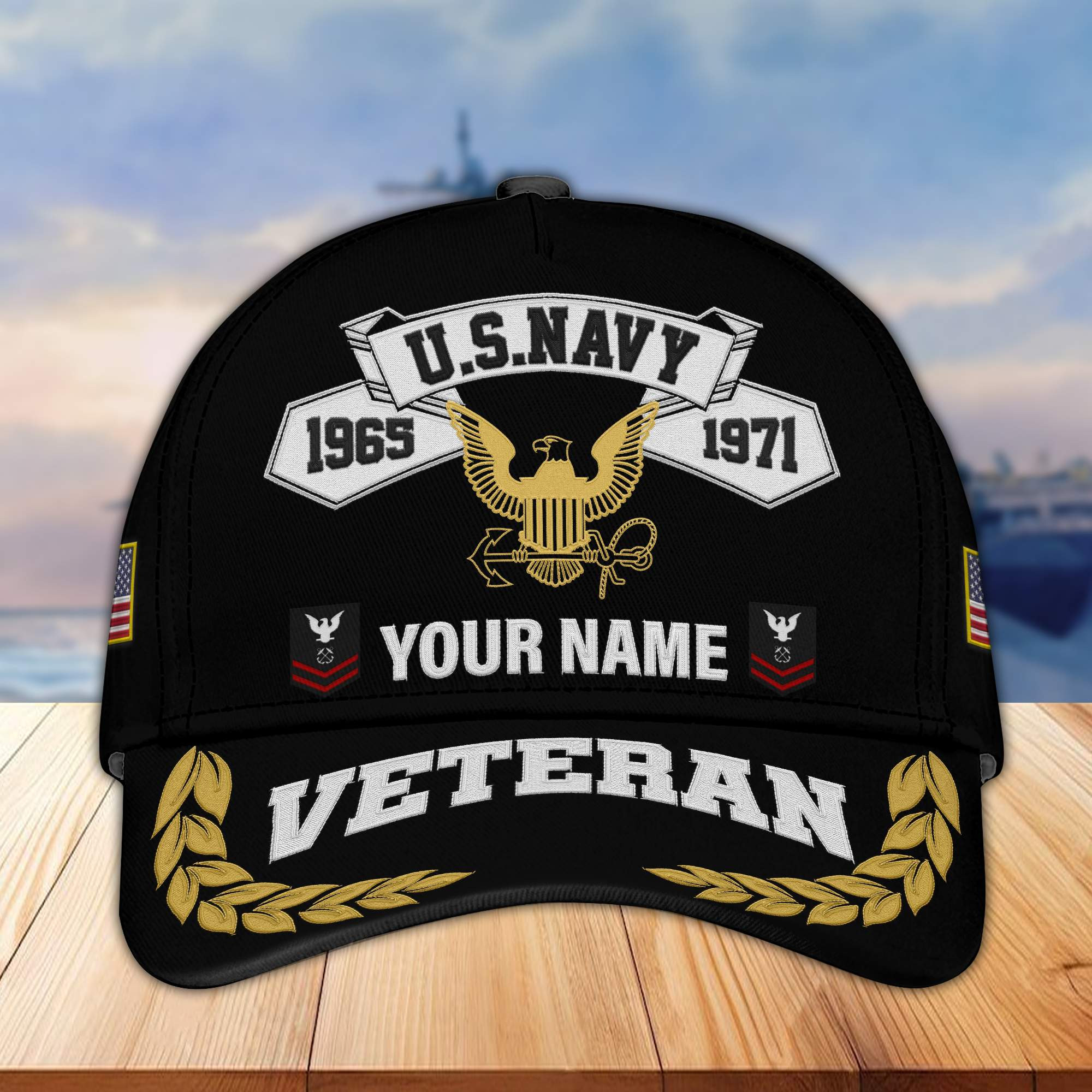 Premium Custom US Navy Embroidered Cap VPVC302202, Cap for Navy Veteran, Gifts For Dad, Gifts On Father’s Day, Independence Day, Veterans Day