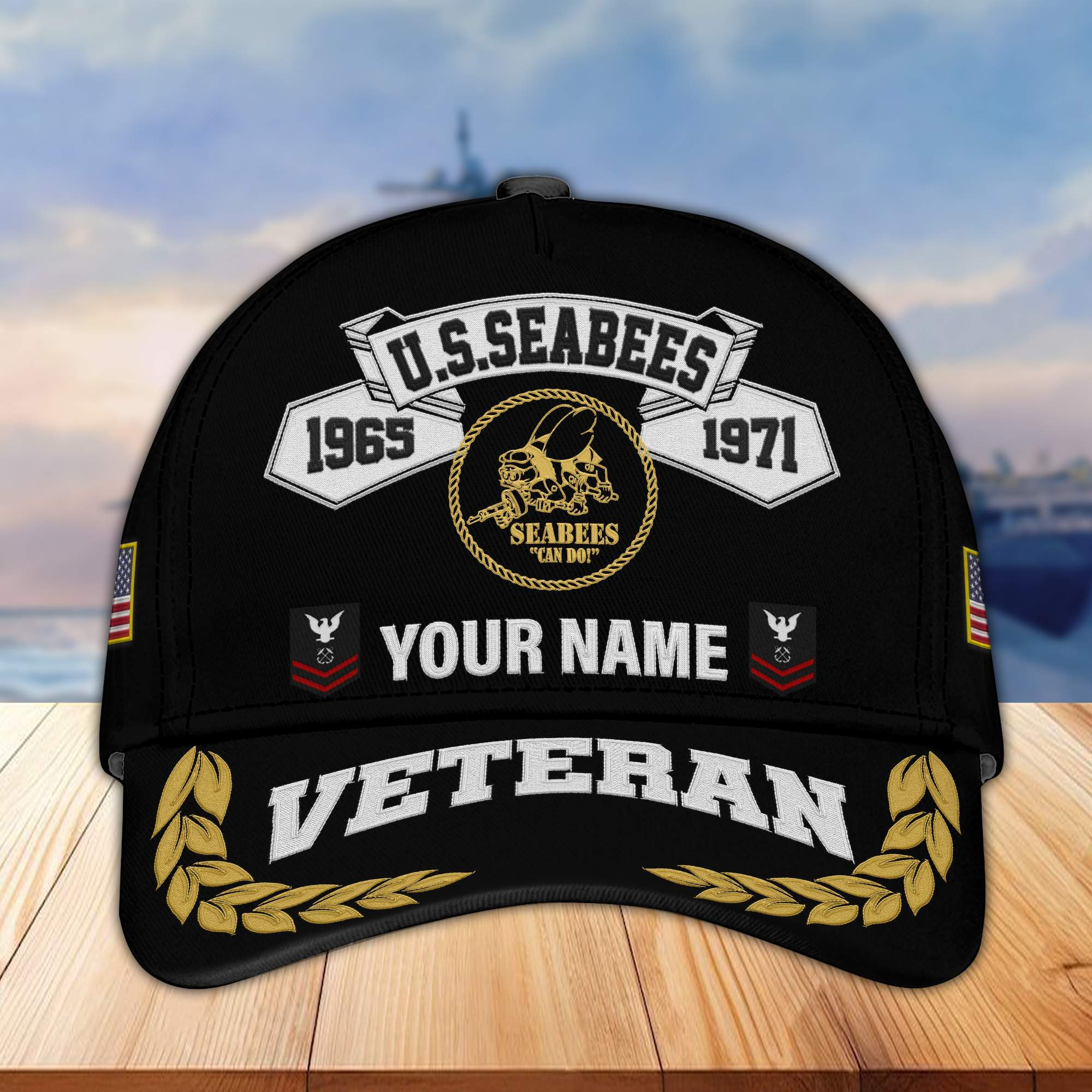Premium Custom US Seabees Veteran Embroidered Cap VPVC302209, Cap for Seabees Veteran, Gifts For Dad, Gifts On Father’s Day, Independence Day, Veterans Day