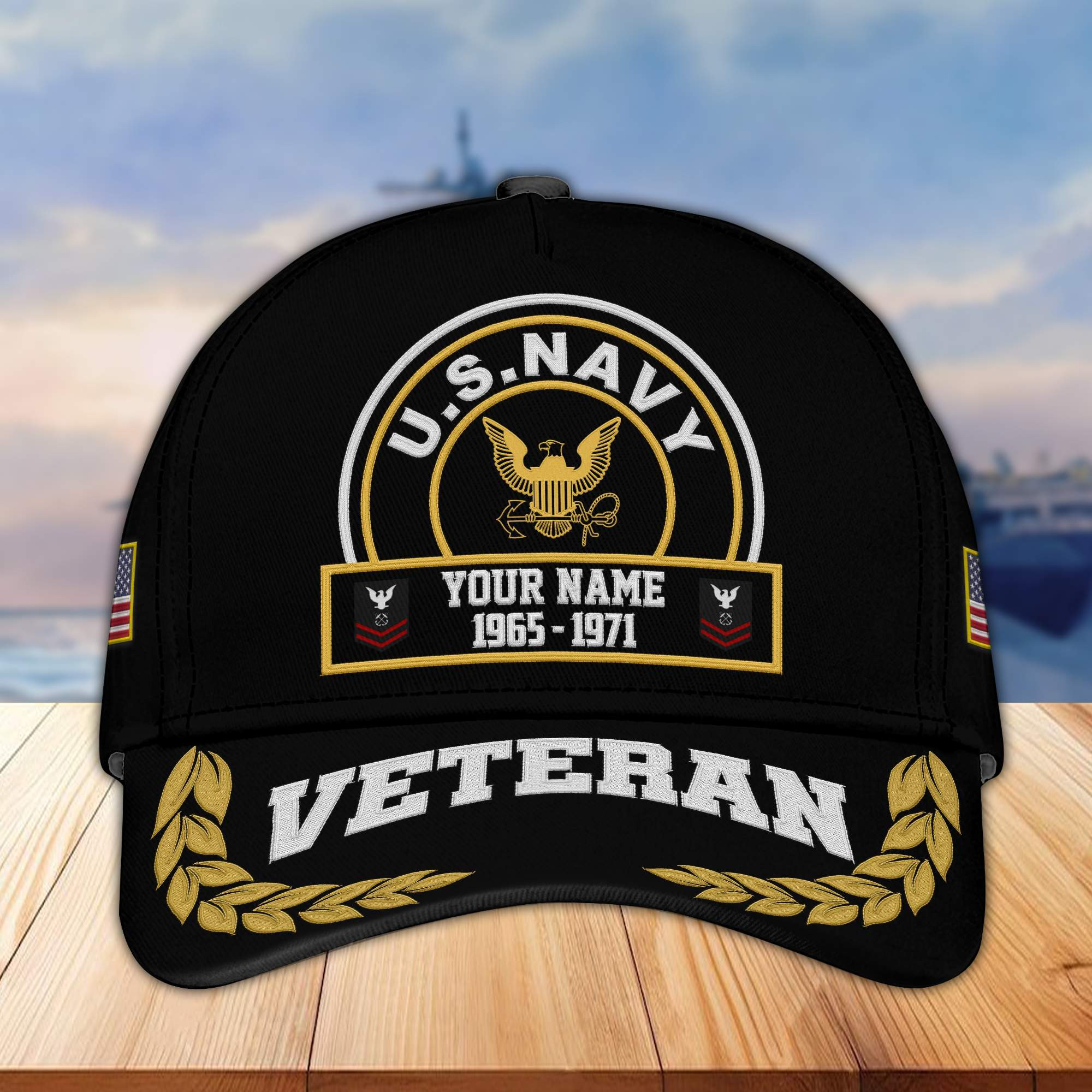 Premium Custom US Navy Embroidered Cap VPVC302302, Cap for Navy Veteran, Gifts For Dad, Gifts On Father’s Day, Independence Day, Veterans Day