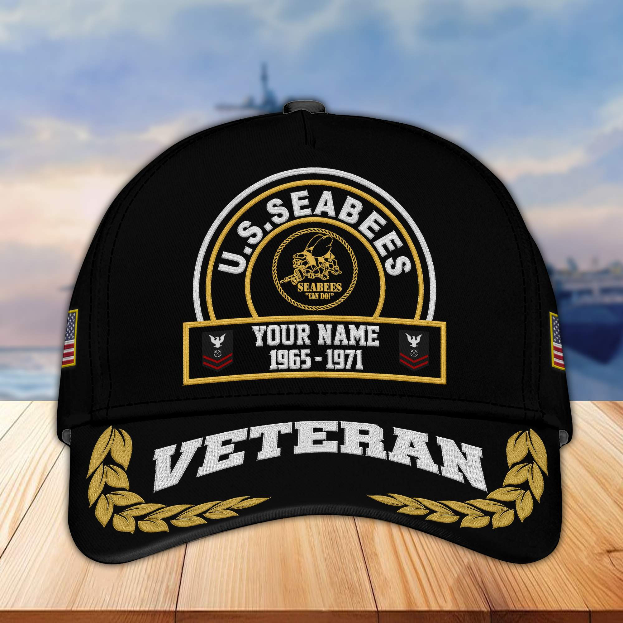 Premium Custom US Seabees Veteran Embroidered Cap VPVC302309, Cap for Seabees Veteran, Gifts For Dad, Gifts On Father’s Day, Independence Day, Veterans Day