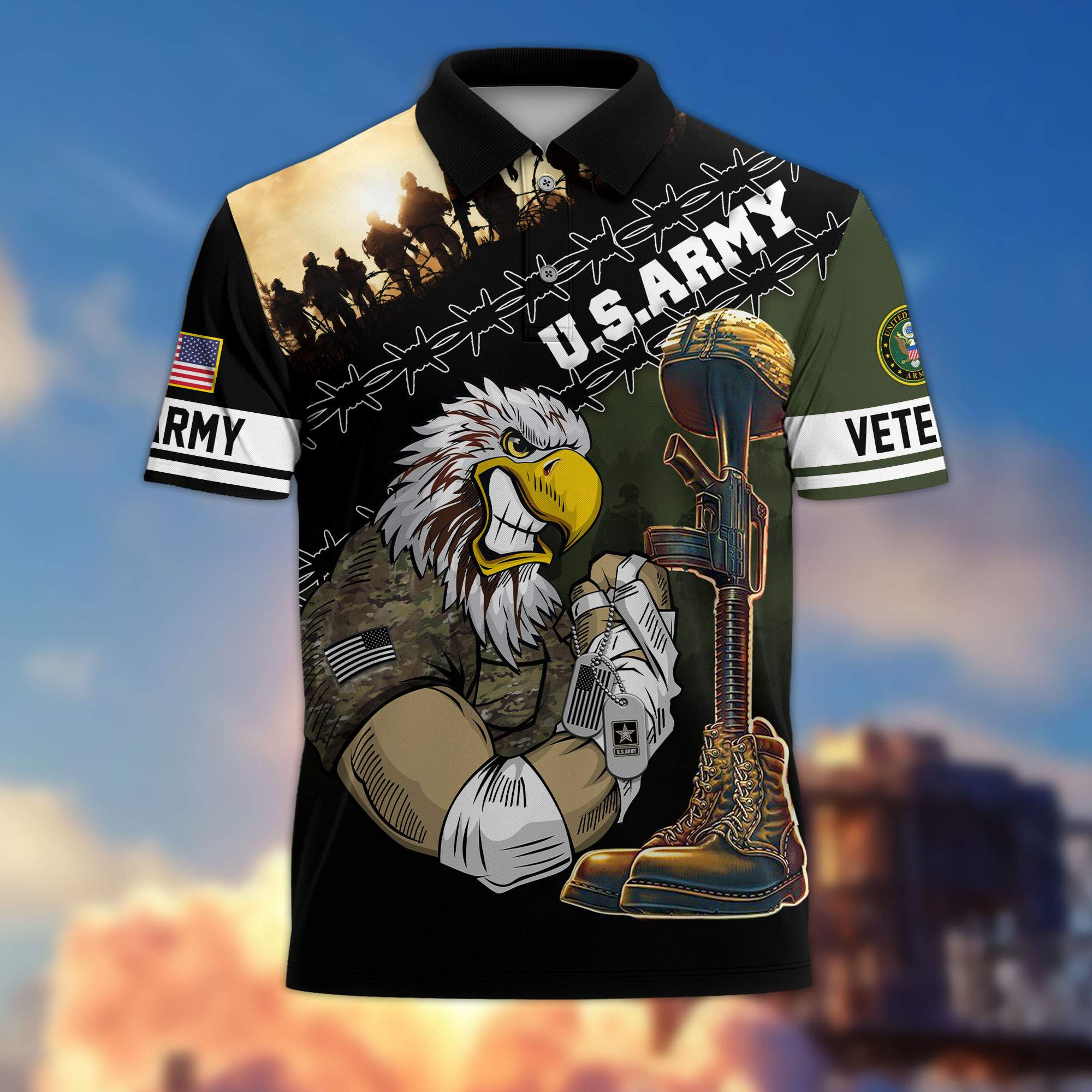 Premium US Veterans Polo Shirt BPHN060213, Gifts For Dad, For Husband, Gifts For US Veterans, Gifts On Father’s Day, Independence Day, Veterans Day
