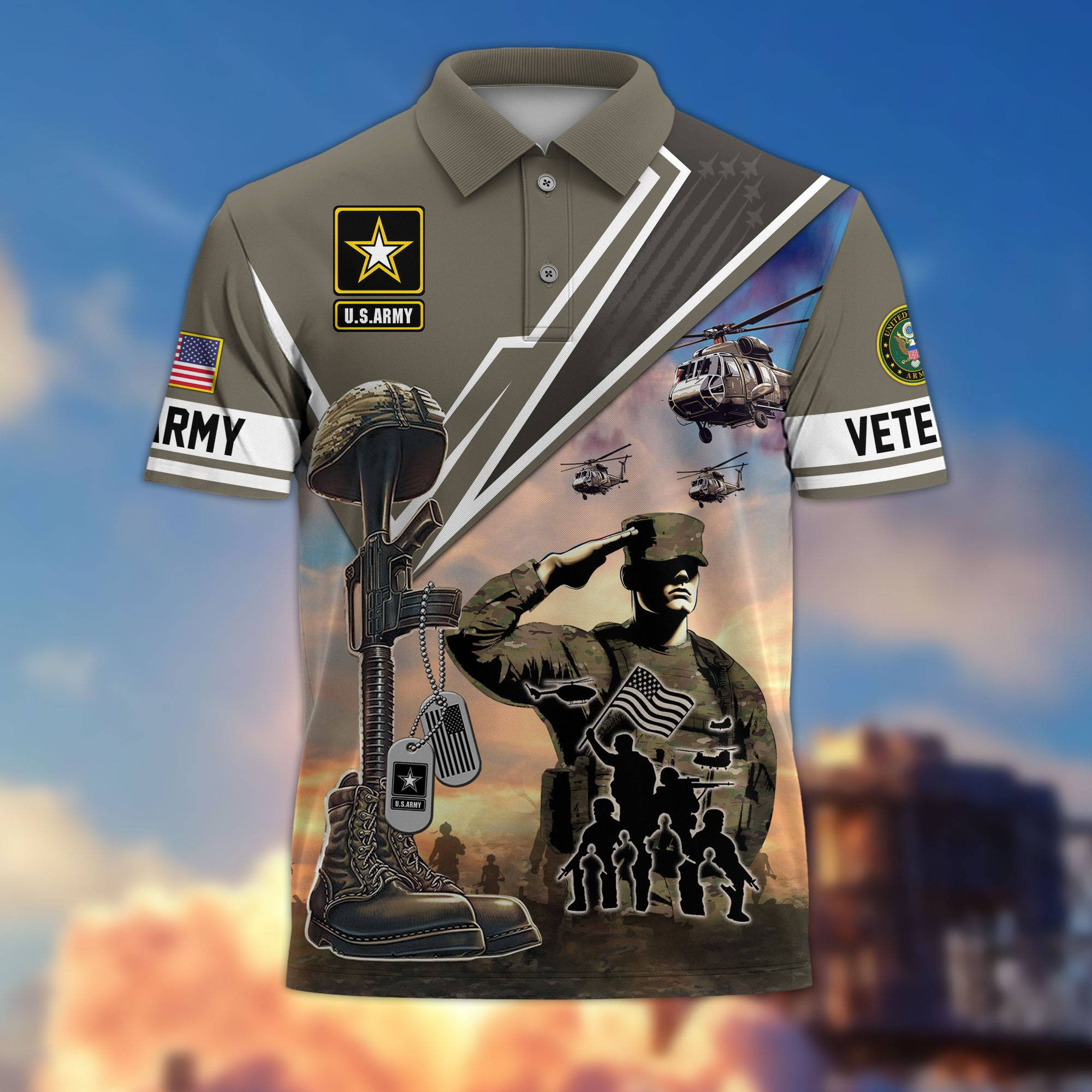 Premium US Veterans Polo Shirt BPHN060211, Gifts For US Veterans, Gifts On Father’s Day, Independence Day, Armed Forces Day, Veterans Day