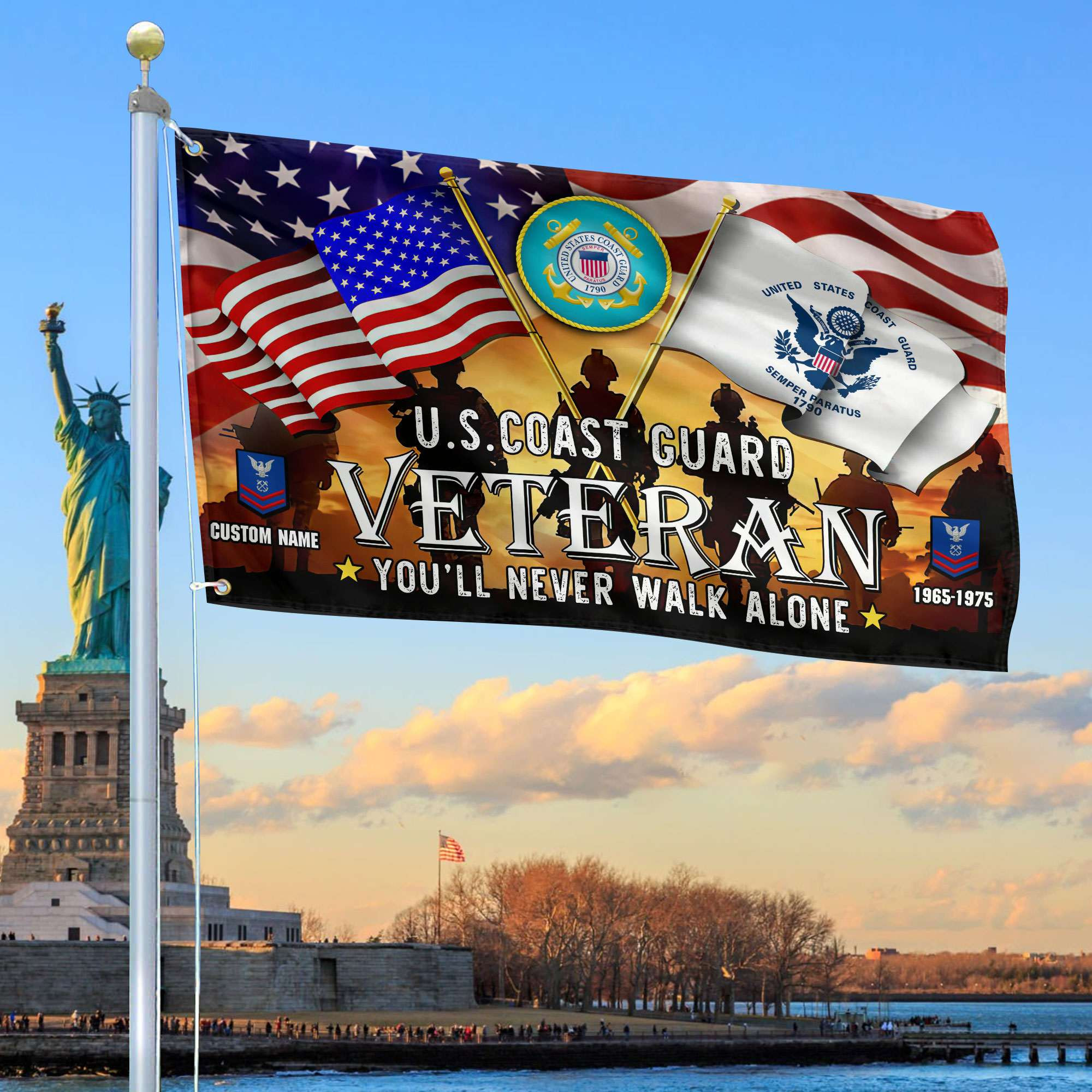 Premium Custom USCG Grommet Flag, Gift For Coast Guard Veteran VPVC106605, Gifts For Dad, For Husband, Best Gifts On Father’s Day, Independence Day, Veterans Day
