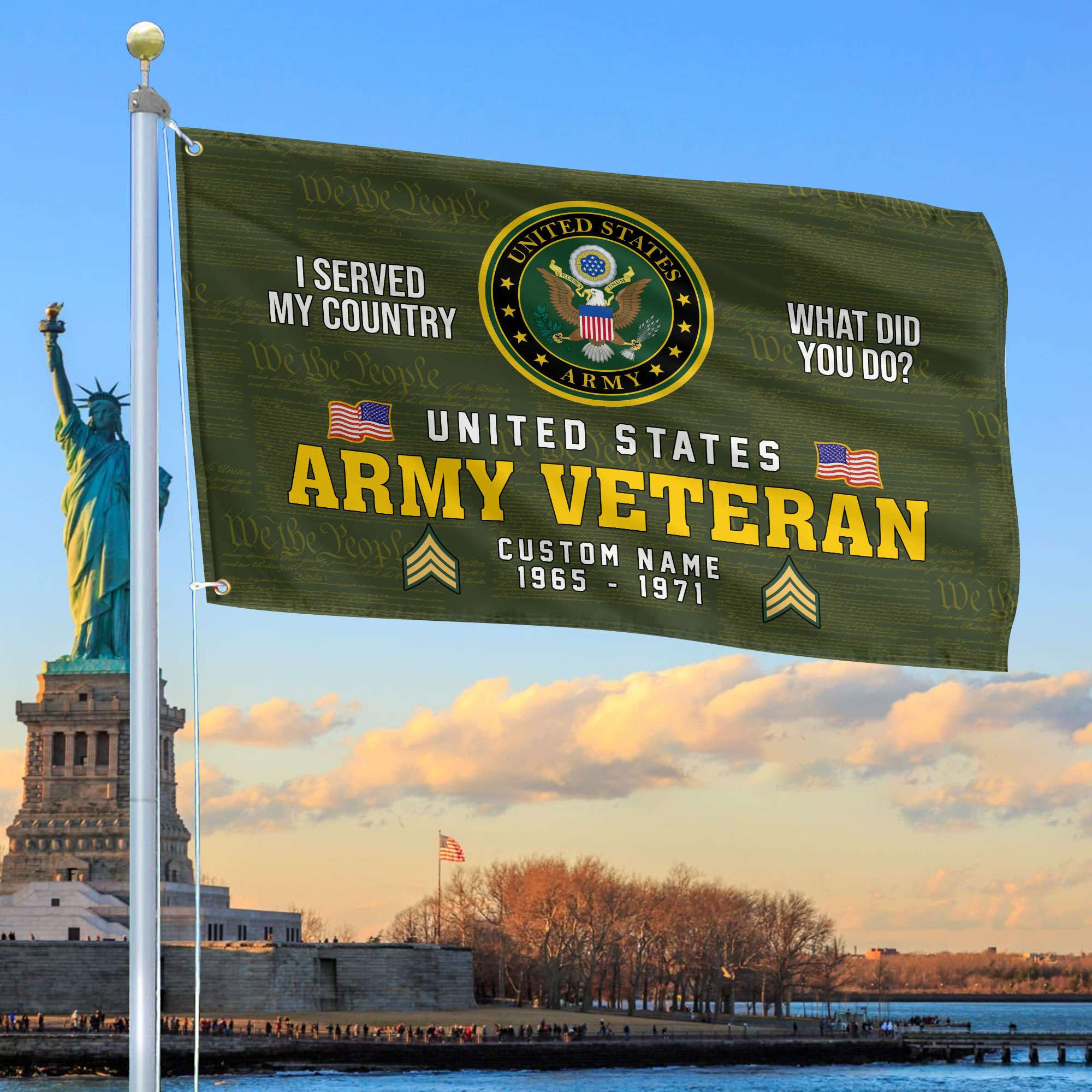 Unique Custom Name, Rank, Year, US Army Grommet Flag, Gift For Army Veteran VPVC106701, Gifts For Dad, For Husband, Best Gifts On Father’s Day, Independence Day, Veterans Day