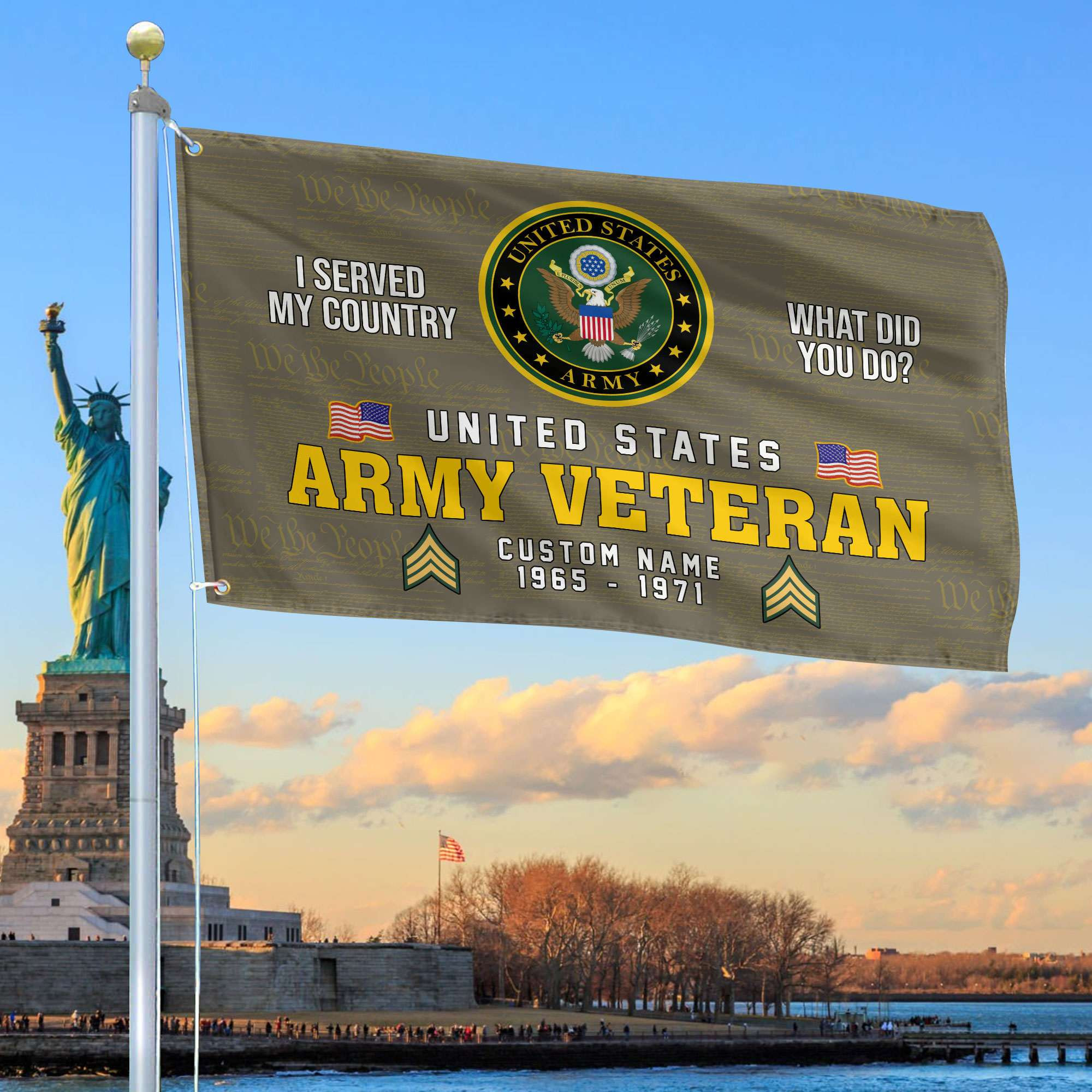 Unique Custom Name, Rank, Year, US Army Grommet Flag, Gift For Army Veteran VPVC106710, Gifts For Dad, For Husband, Best Gifts On Father’s Day, Independence Day, Veterans Day