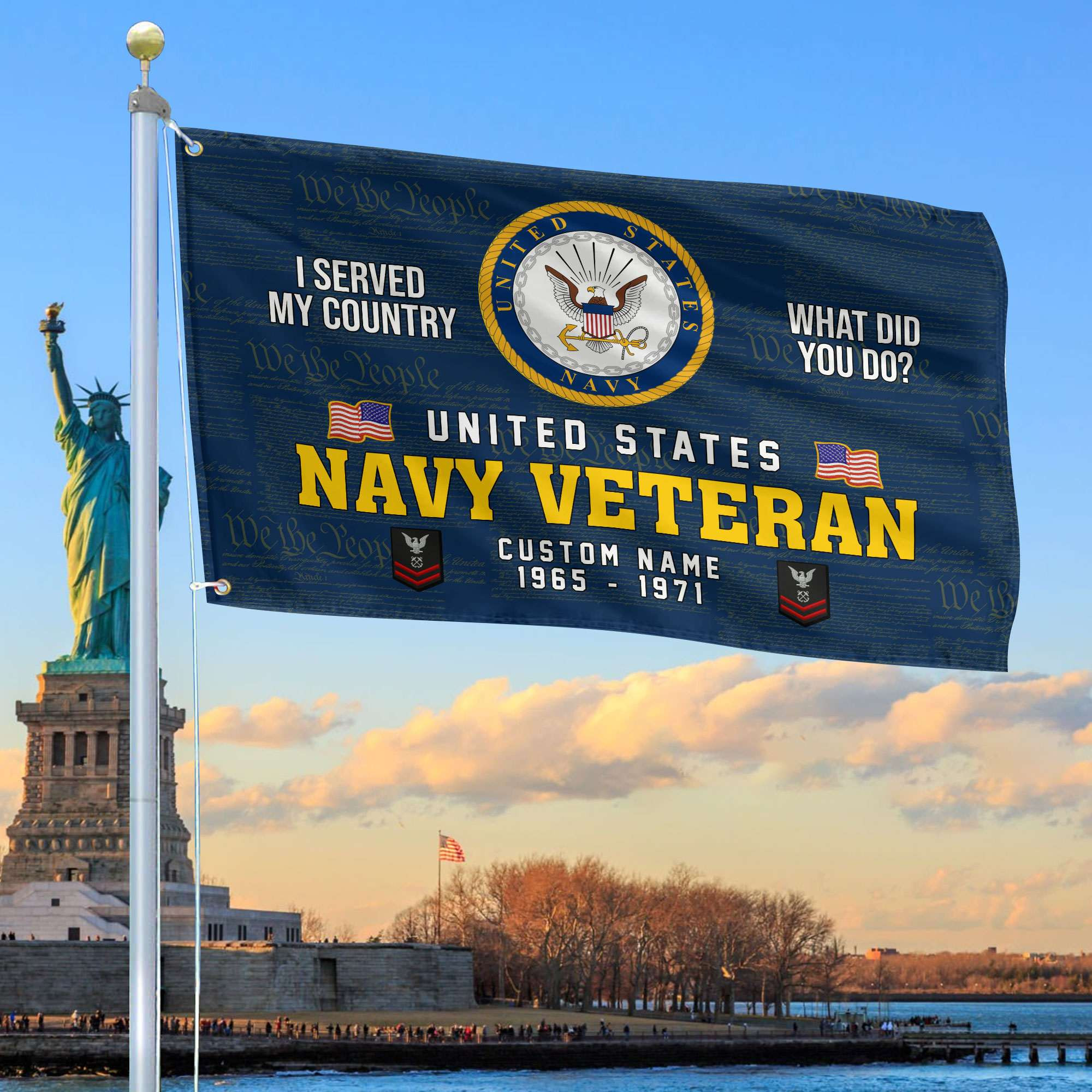 Unique Custom Name, Rank, Year, US Navy Grommet Flag VPVC106702, Gift For Navy Veteran, Gifts For Dad, For Husband, Best Gifts On Father’s Day, Independence Day, Veterans Day