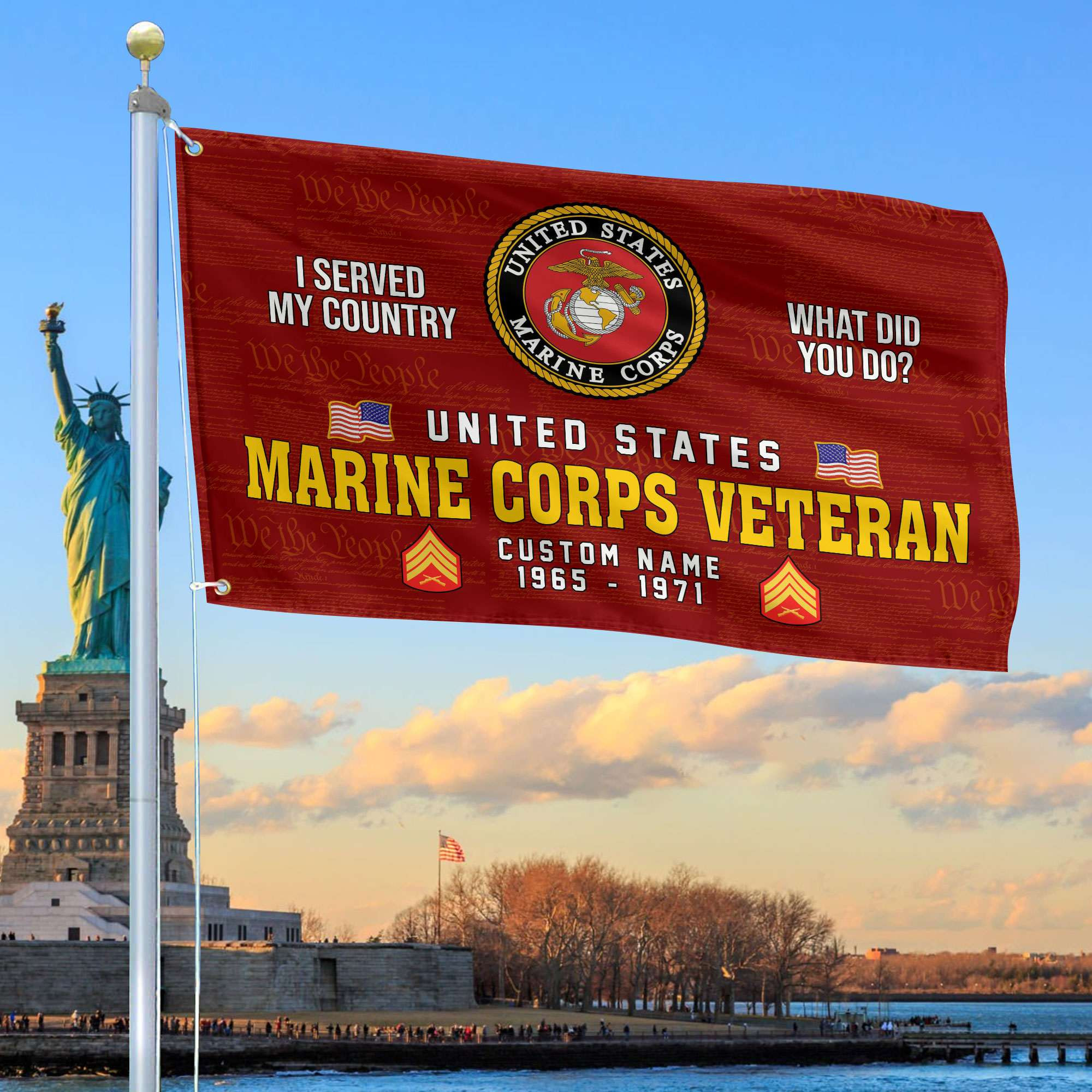 Unique Custom Name, Rank, Year, USMC Grommet Flag VPVC106703, Gift For Marine Veteran, Gifts For Dad, For Husband, Best Gifts On Father’s Day, Independence Day, Veterans Day