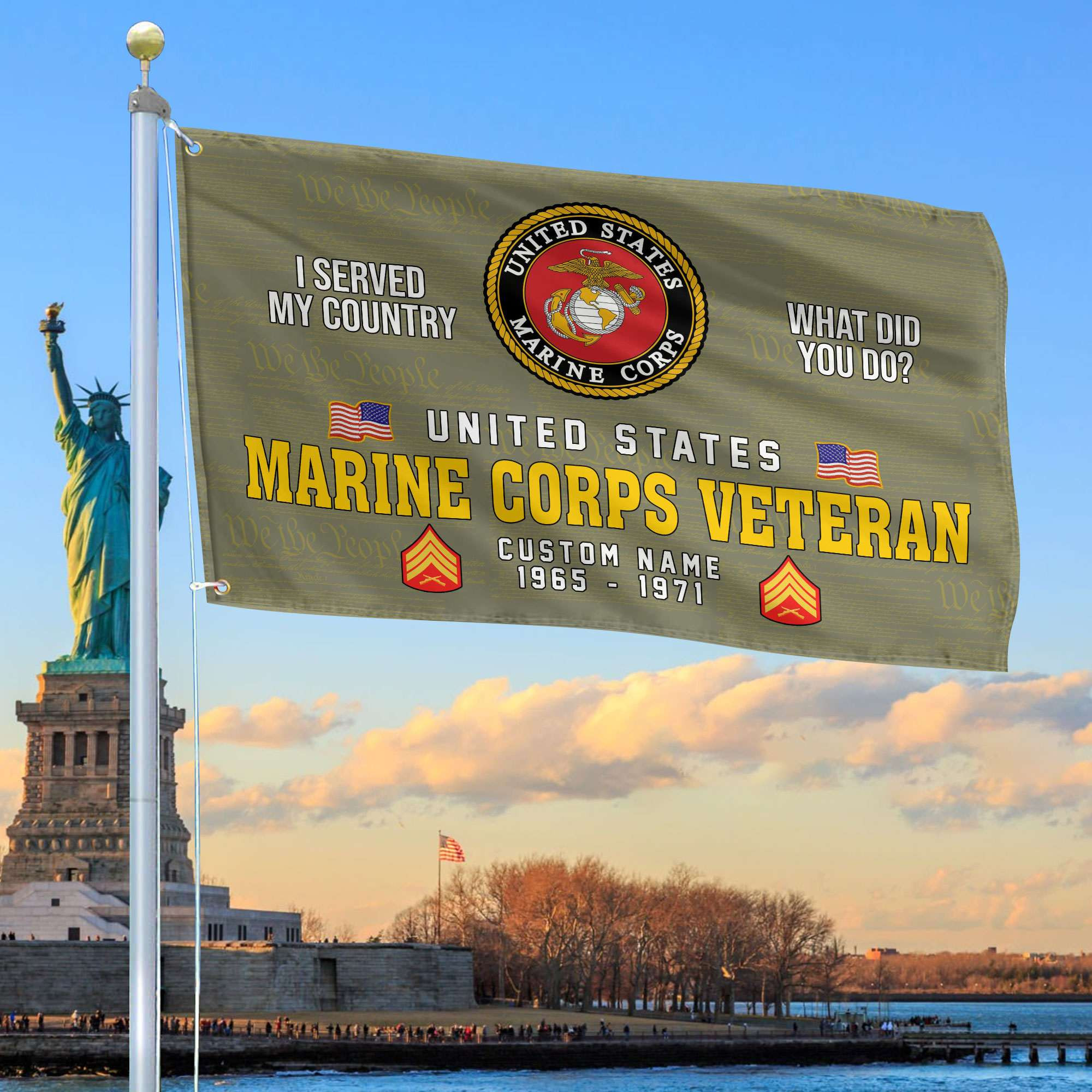 Unique Custom Name, Rank, Year, USMC Grommet Flag VPVC106711, Gift For Marine Veteran, Gifts For Dad, For Husband, Best Gifts On Father’s Day, Independence Day, Veterans Day