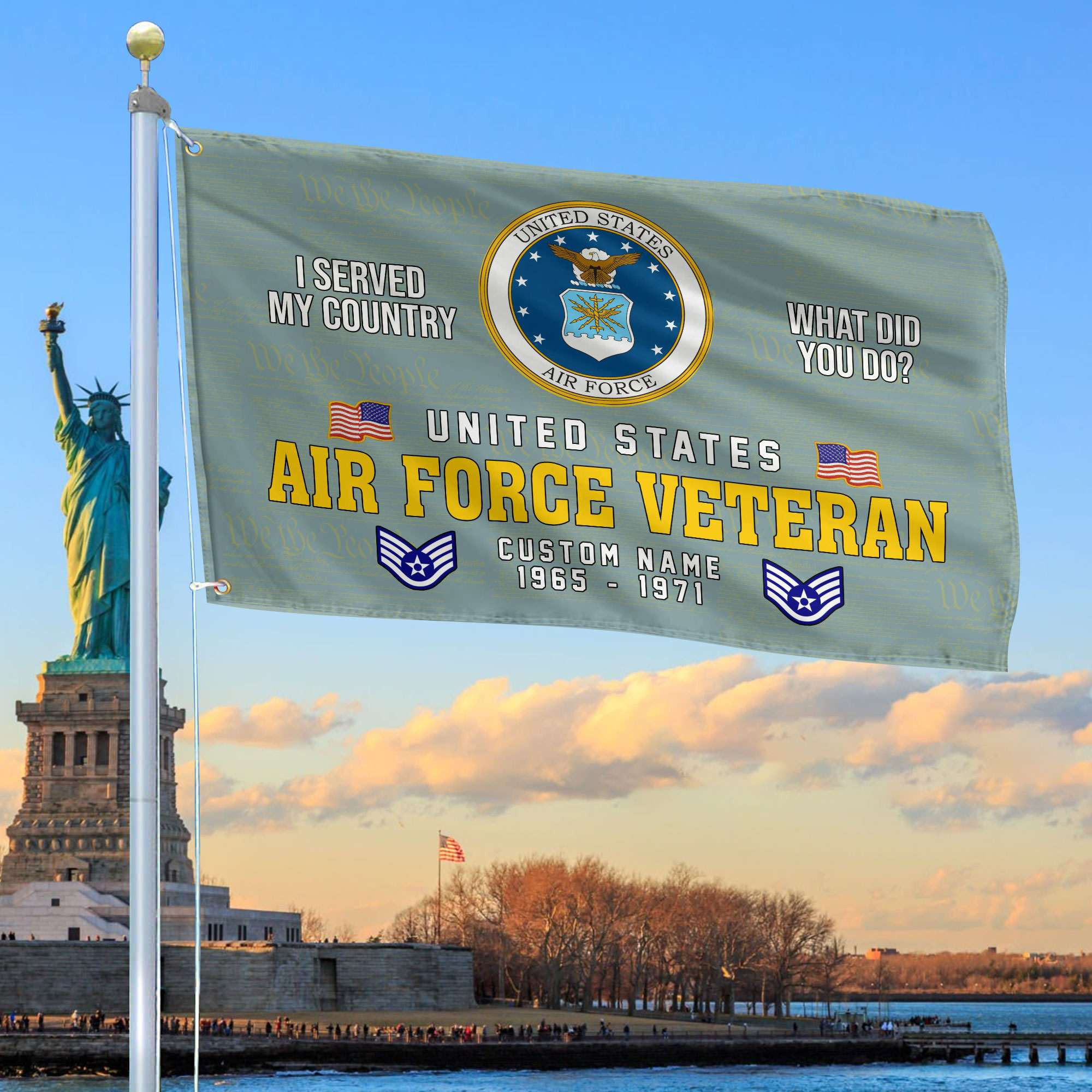Unique Custom Name, Rank, Year, USAF Grommet Flag VPVC106704, Gift For Air Force Veteran, Gifts For Dad, For Husband, Best Gifts On Father’s Day, Independence Day, Veterans Day