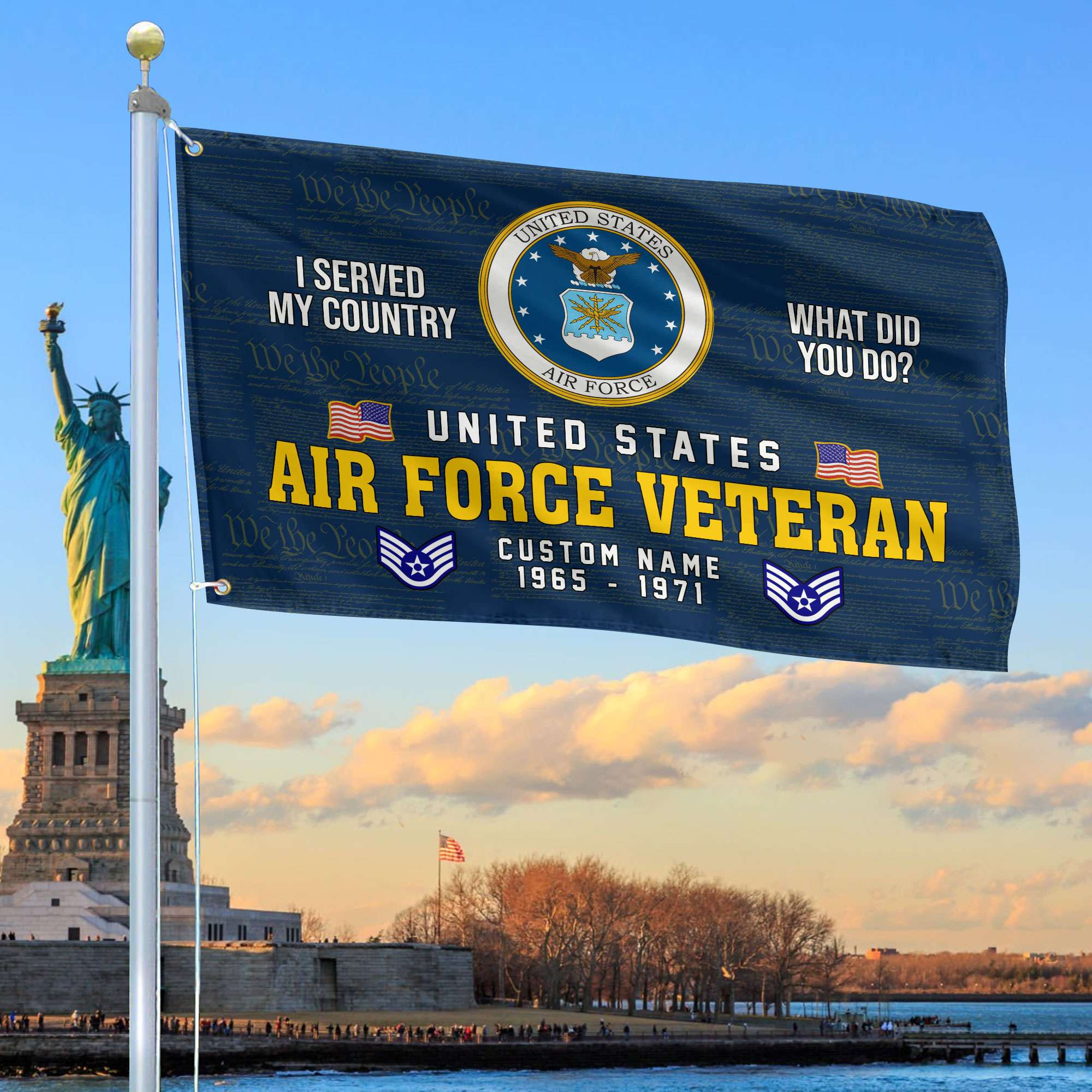 Unique Custom Name, Rank, Year, USAF Grommet Flag VPVC106712, Gift For Air Force Veteran, Gifts For Dad, For Husband, Best Gifts On Father’s Day, Independence Day, Veterans Day