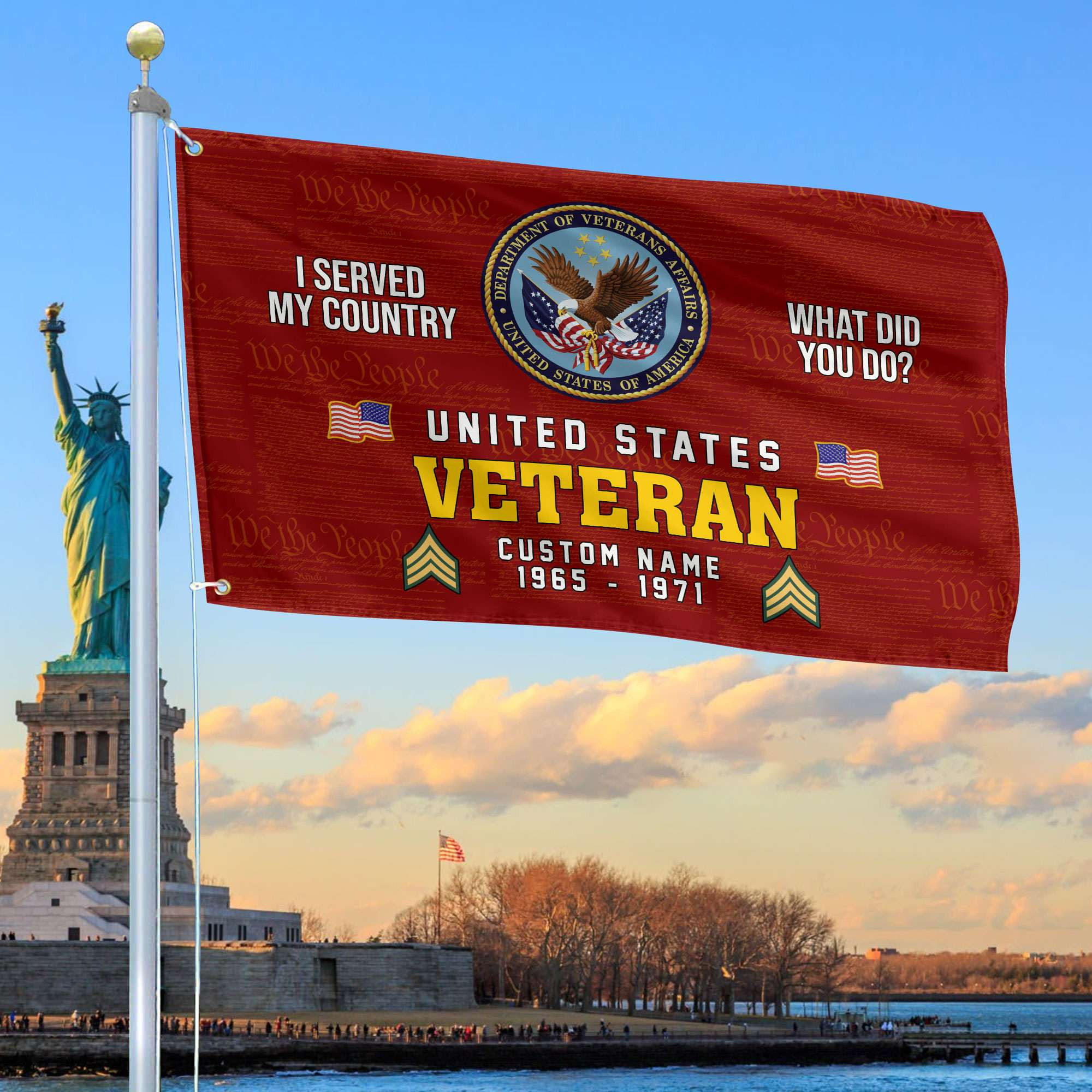 Unique Custom Name, Rank, Year, US Veteran Grommet Flag VPVC106707, Gift For US Veteran, Gifts For Dad, For Husband, Best Gifts On Father’s Day, Independence Day, Veterans Day