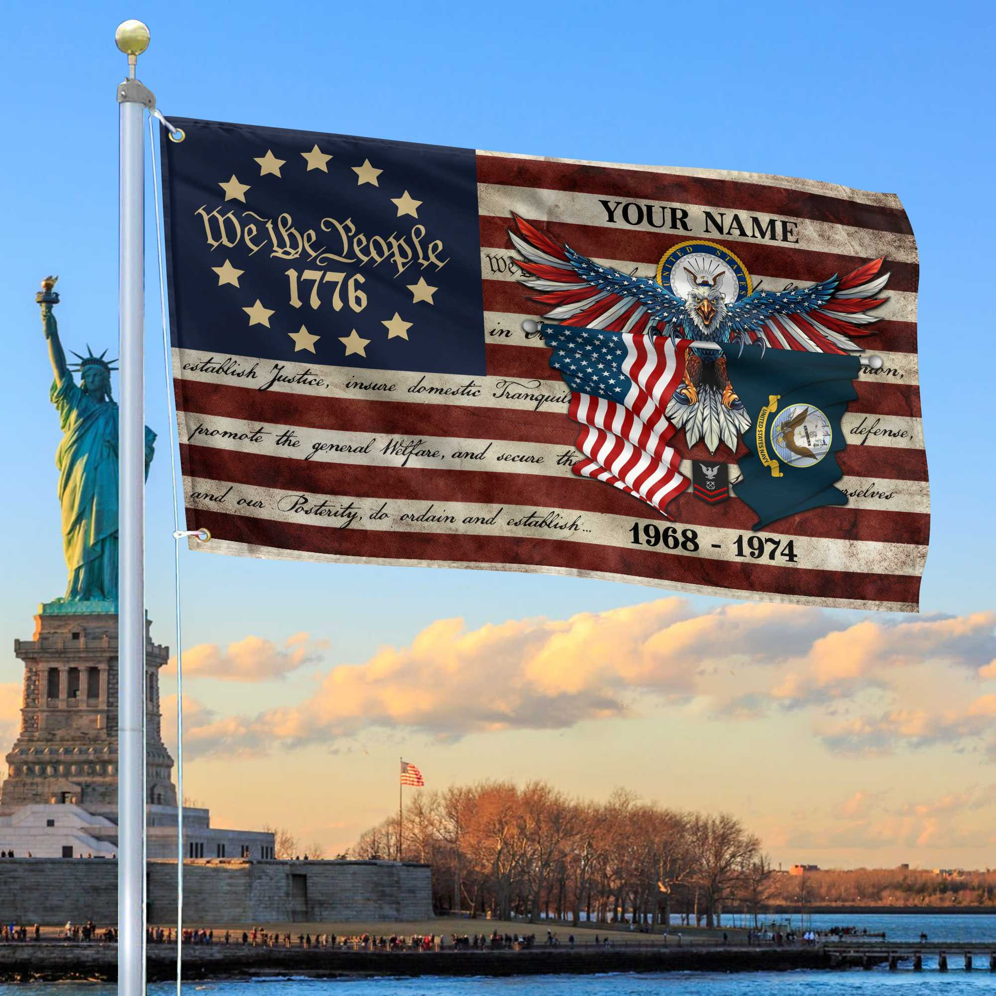 Premium Custom US Navy Grommet Flag VPVC105202, Gift For Navy Veteran, Best Gifts On Father’s Day, Memorial Day, Independence Day, Veterans Day