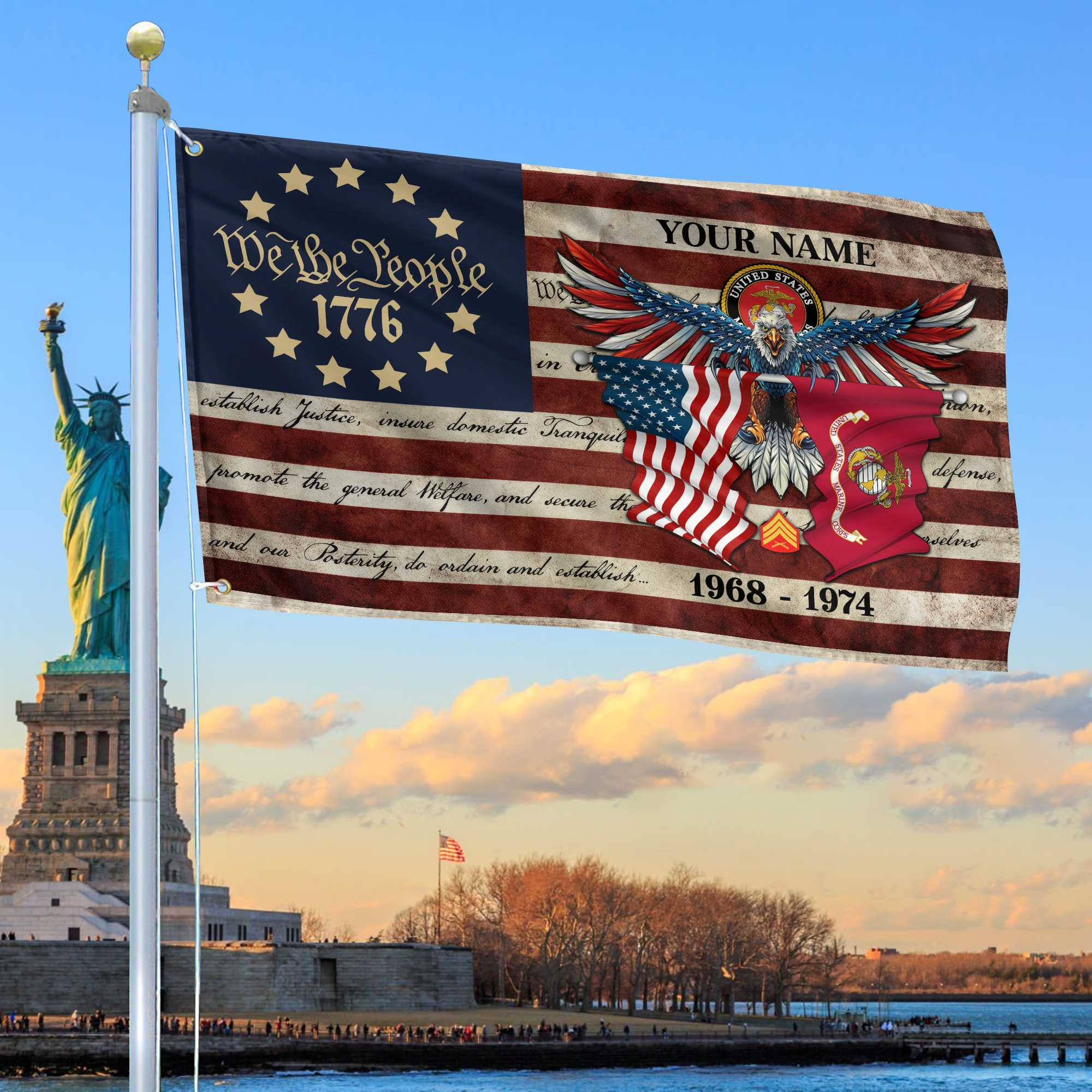 Premium Custom USMC Grommet Flag VPVC105203, Gift For Marine Veteran, Best Gifts On Father’s Day, Memorial Day, Independence Day, Veterans Day