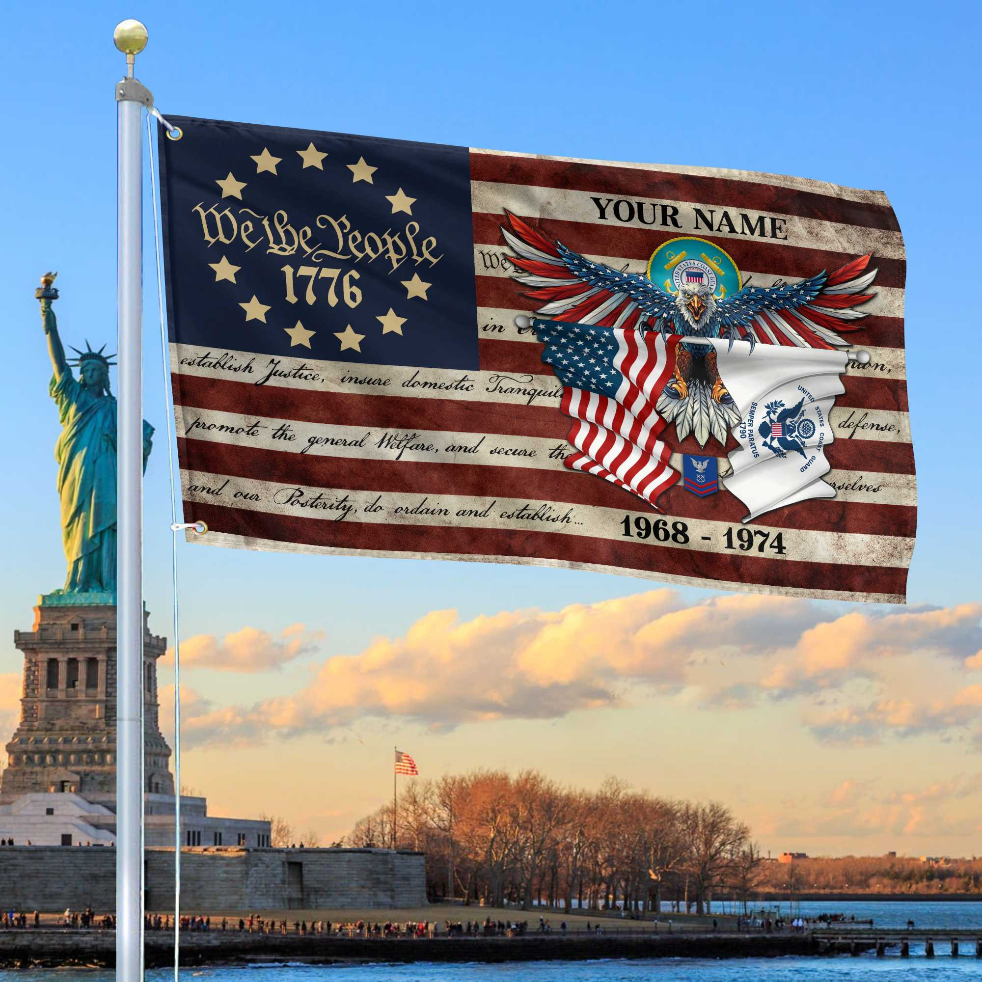 Premium Custom USCG Grommet Flag VPVC105205, Gift For Coast Guard Veteran, Best Gifts On Father’s Day, Memorial Day, Independence Day, Veterans Day