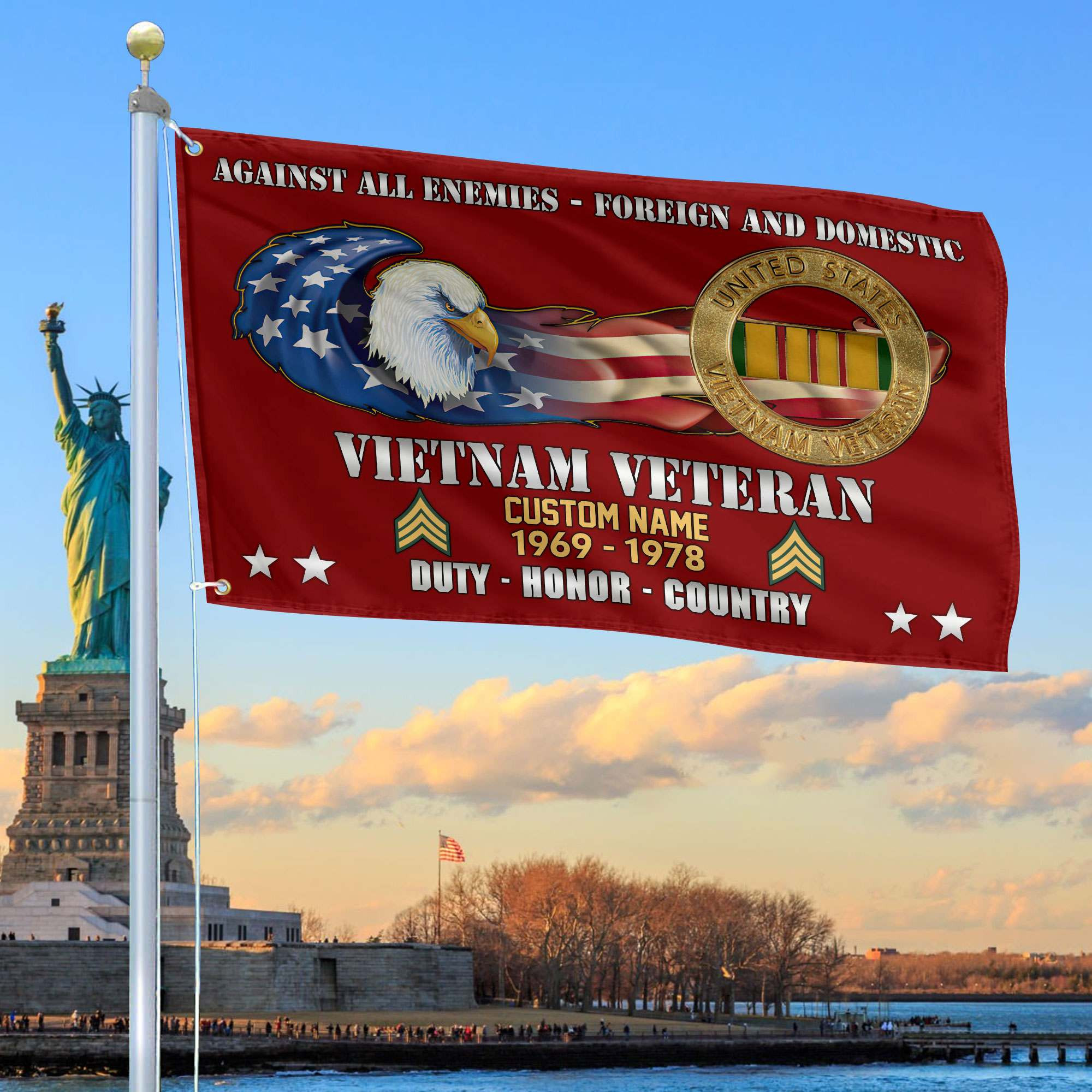 Unique Custom Name, Rank, Year, Vietnam Veteran Grommet Flag VPVC108006, Gift For Vietnam Veteran, Gifts For Dad, For Husband, Best Gifts On Father’s Day, Independence Day, Veterans Day