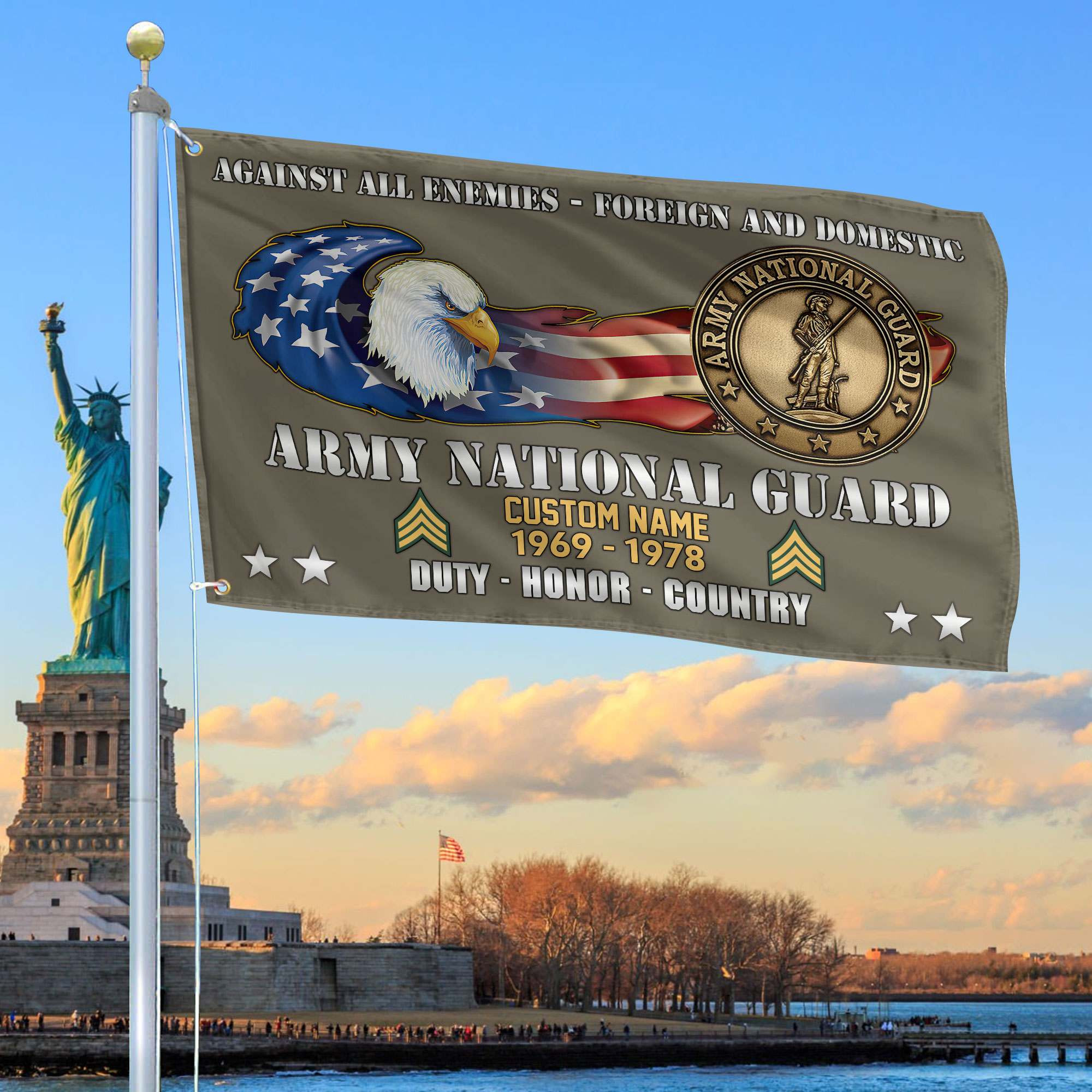 Unique Custom Name, Rank, Year, Army National Guard Grommet Flag VPVC108008, Gift For Army National Guard Veteran, Gifts For Dad, For Husband, Best Gifts On Father’s Day, Independence Day, Veterans Day