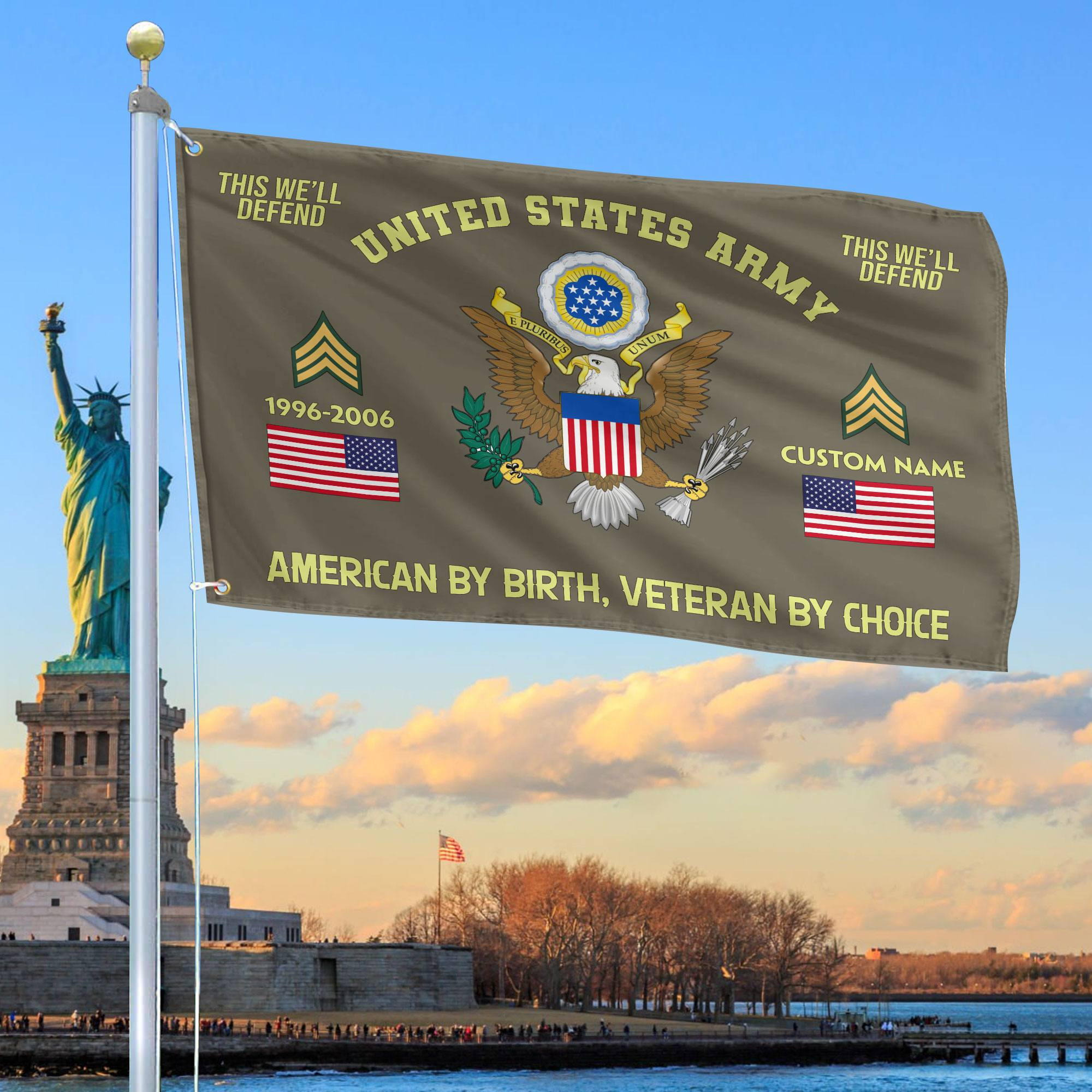 Premium Custom Name, Rank, Year, US Army Grommet Flag VPVC108110, Gift For Army Veteran, Gifts For Dad, For Husband, Best Gifts On Father’s Day, Independence Day, Veterans Day