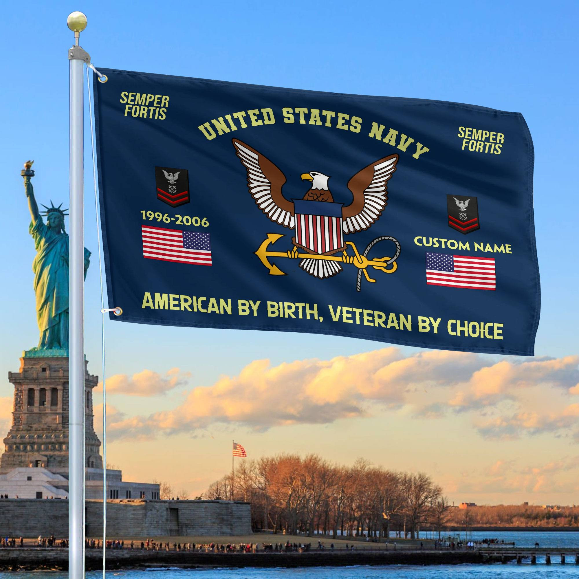 Premium Custom Name, Rank, Year, US Navy Grommet Flag VPVC108102, Gift For Navy Veteran, Gifts For Dad, For Husband, Best Gifts On Father’s Day, Independence Day, Veterans Day
