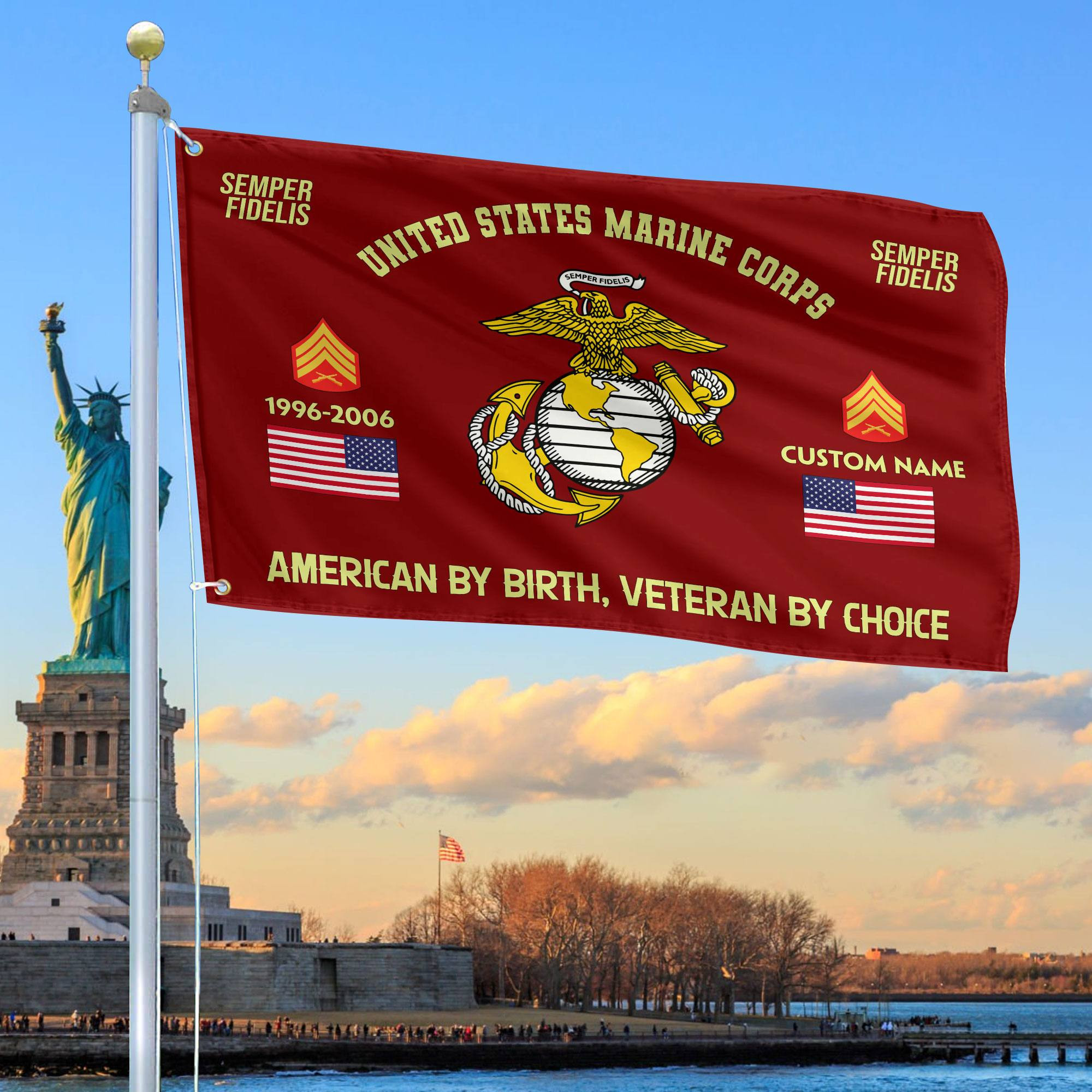 Premium Custom Name, Rank, Year, USMC Grommet Flag VPVC108103, Gift For Marine Veteran, Gifts For Dad, For Husband, Best Gifts On Father’s Day, Independence Day, Veterans Day
