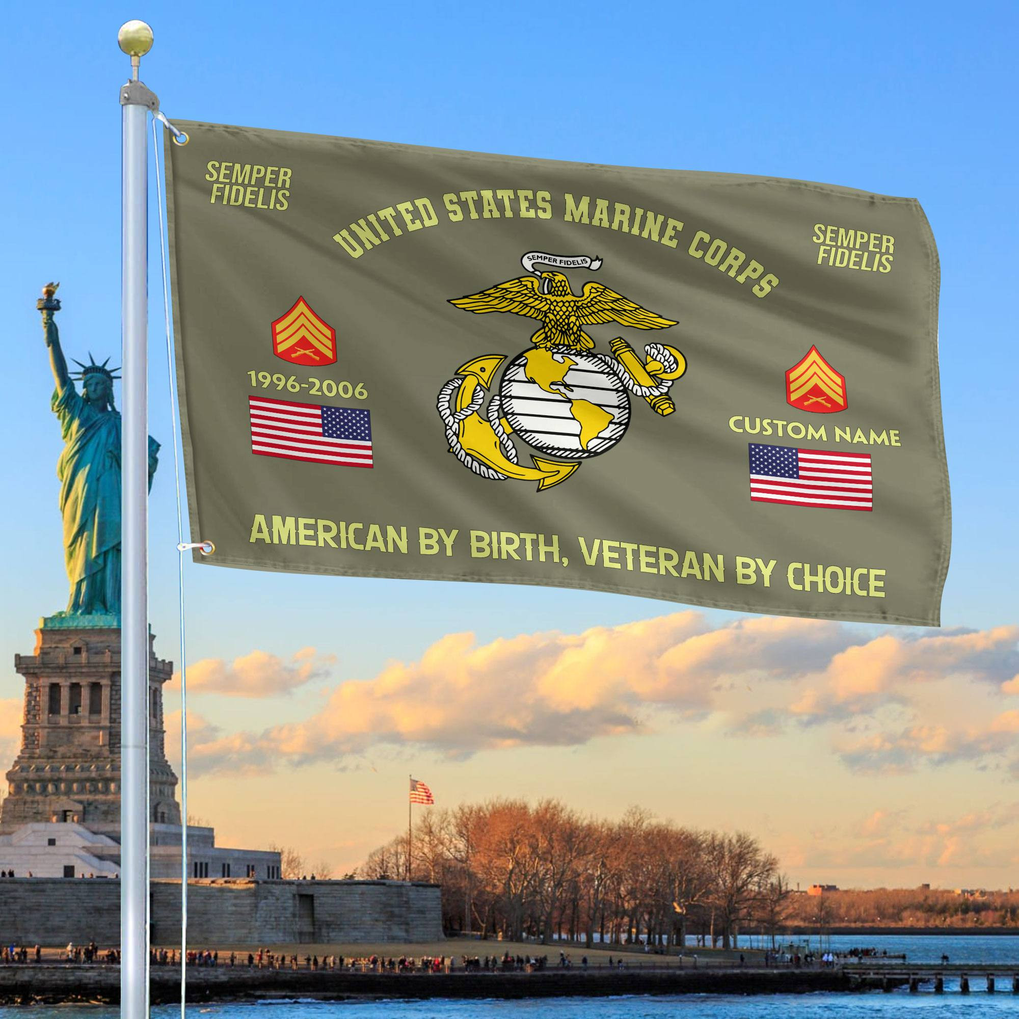 Premium Custom Name, Rank, Year, USMC Grommet Flag VPVC108111, Gift For Marine Veteran, Gifts For Dad, For Husband, Best Gifts On Father’s Day, Independence Day, Veterans Day