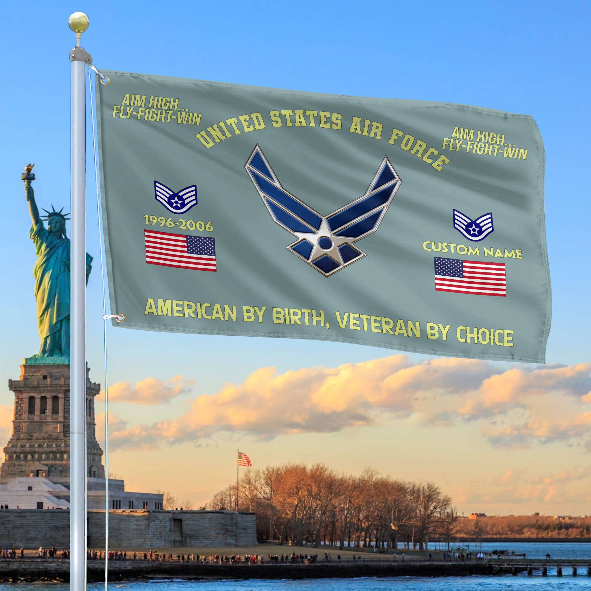 Premium Custom Name, Rank, Year, USAF Grommet Flag VPVC108104, Gift For Air Force Veteran, Gifts For Dad, For Husband, Best Gifts On Father’s Day, Independence Day, Veterans Day