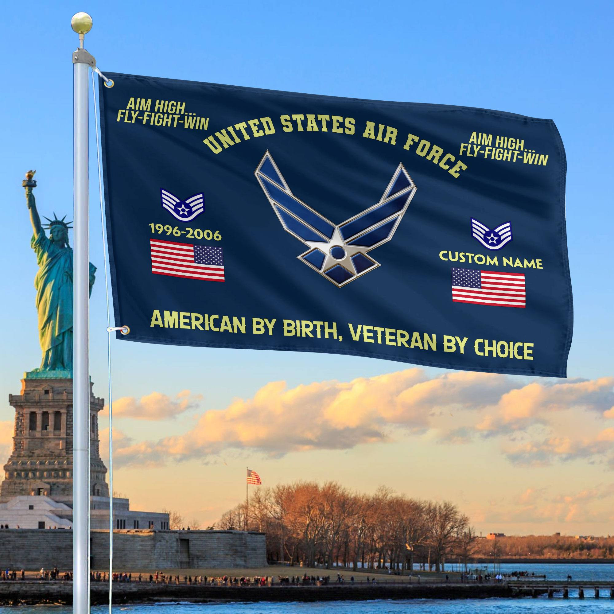 Premium Custom Name, Rank, Year, USAF Grommet Flag VPVC108112, Gift For Air Force Veteran, Gifts For Dad, For Husband, Best Gifts On Father’s Day, Independence Day, Veterans Day