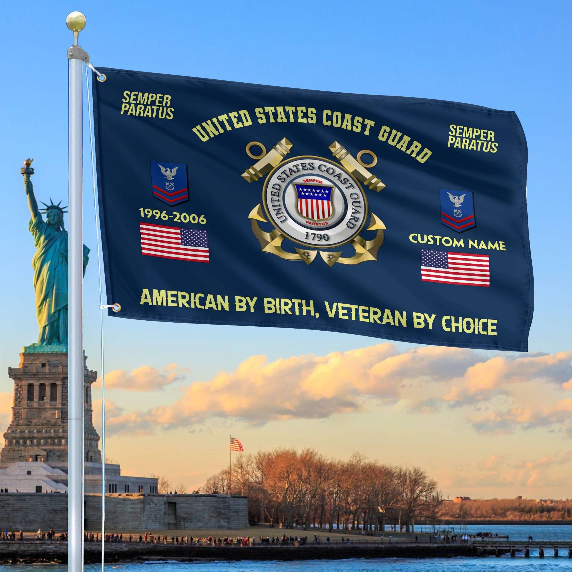 Premium Custom Name, Rank, Year, USCG Grommet Flag VPVC108105, Gift For Coast Guard Veteran, Gifts For Dad, For Husband, Best Gifts On Father’s Day, Independence Day, Veterans Day