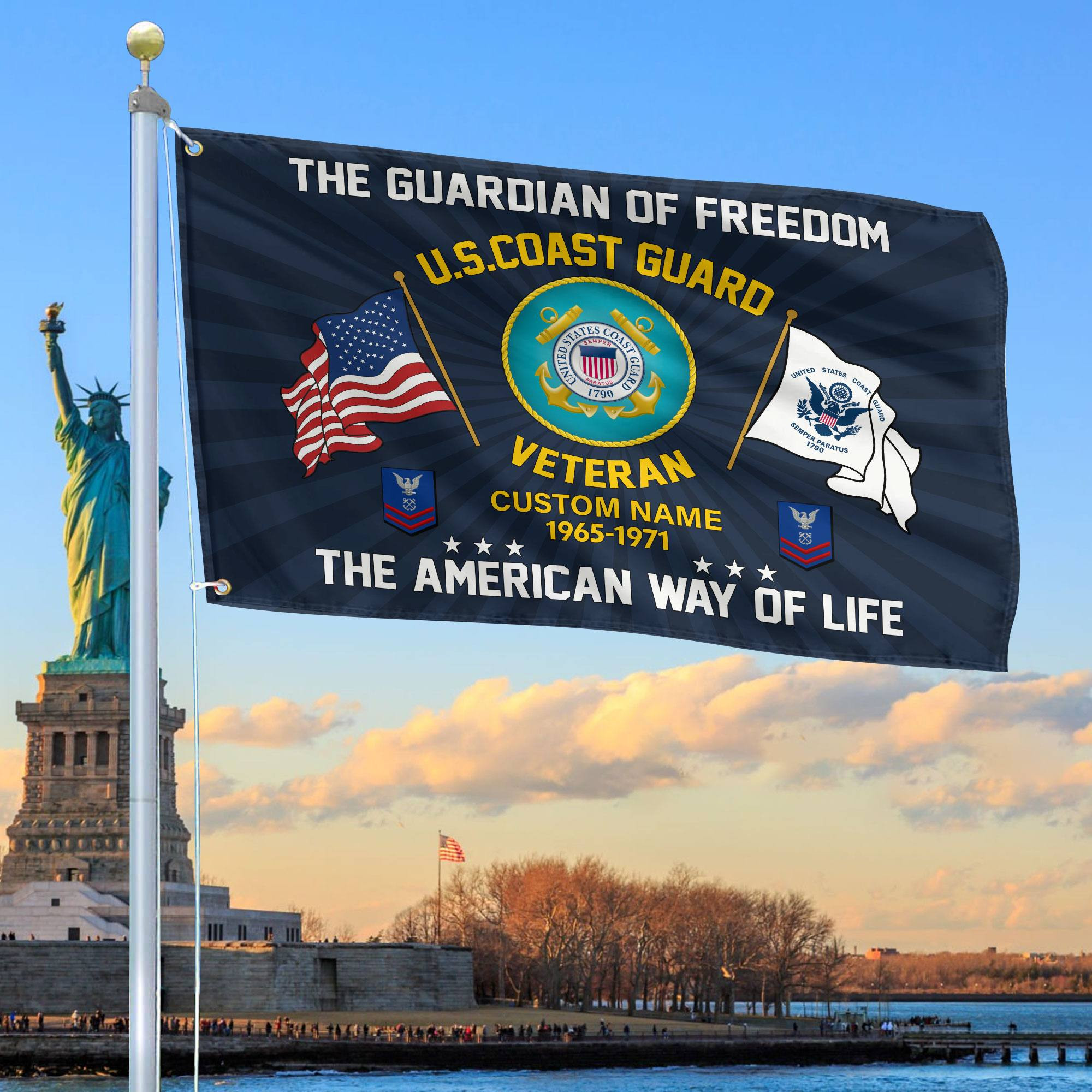 USCG Custom Grommet Flag VPVC108305, Gifts For Coast Guard Veteran, Best Gifts On Father’s Day, Armed Forces Day, Independence Day, Veterans Day